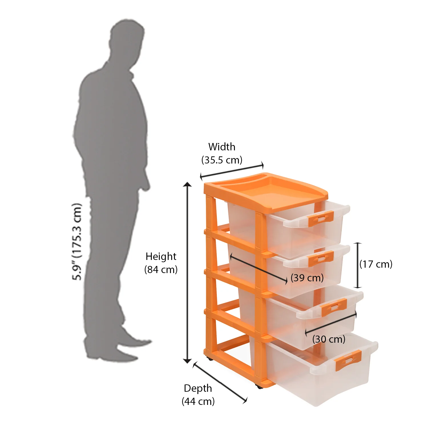 Nilkamal CHTR24 Four Layers Chest of Drawer (Orange) - Image 7