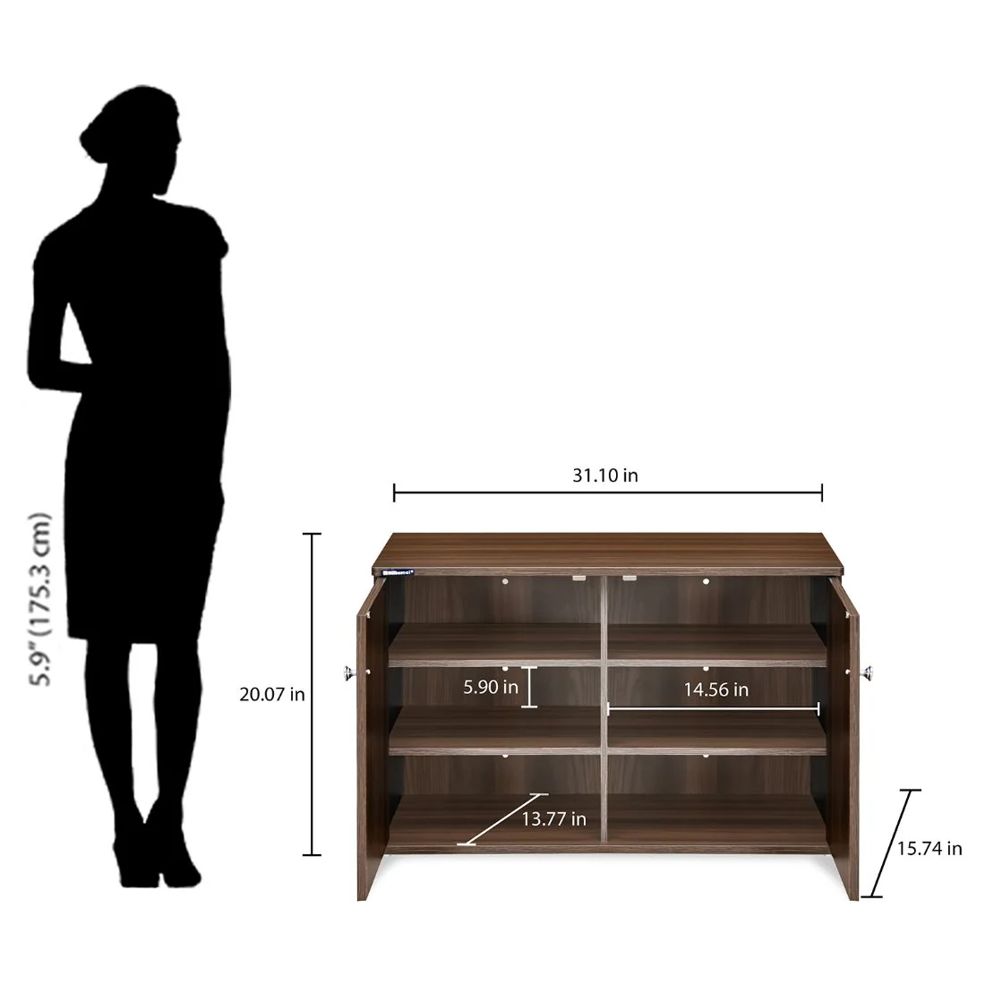Nilkamal Churchill Shoe Cabinet (Classic Walnut) - Image 11