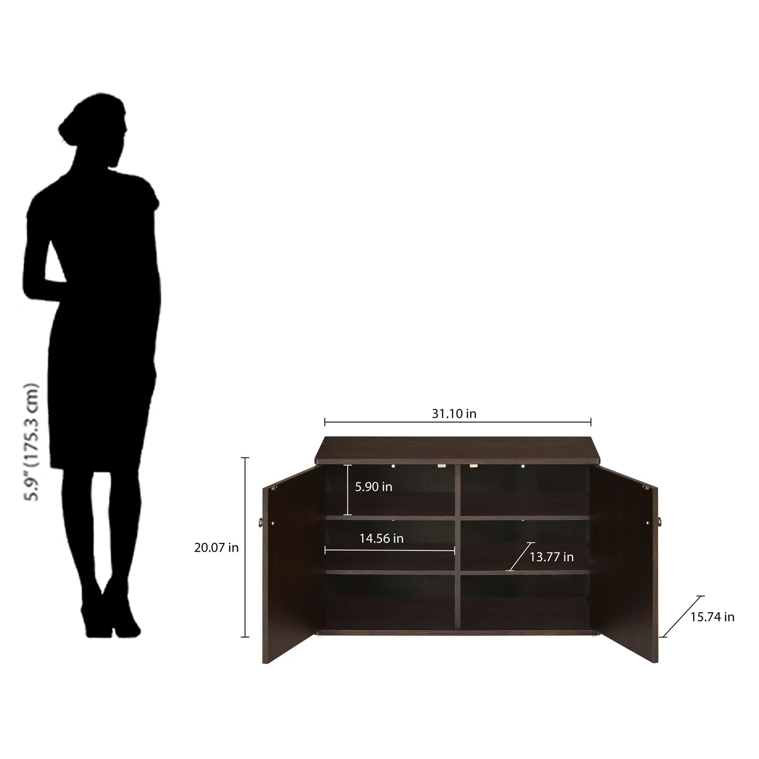 Nilkamal Churchill Shoe Cabinet (Classic Walnut) - Image 17