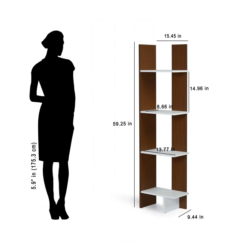 Nilkamal Cliff 4 Tier Bookshelf (Urban Walnut / Oak White) - Image 8
