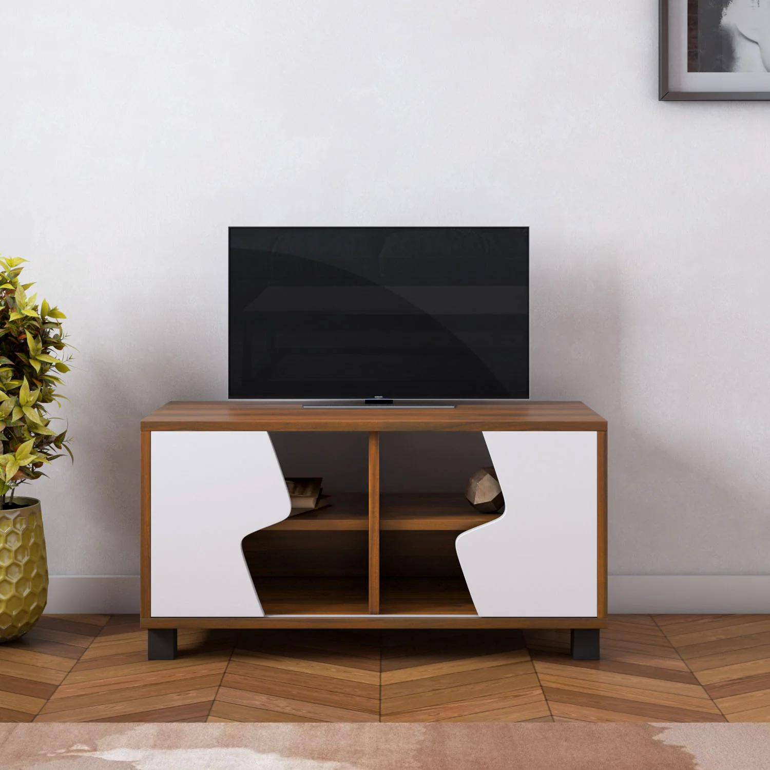 Nilkamal Clive TV Unit (Walnut and White) - Image 2