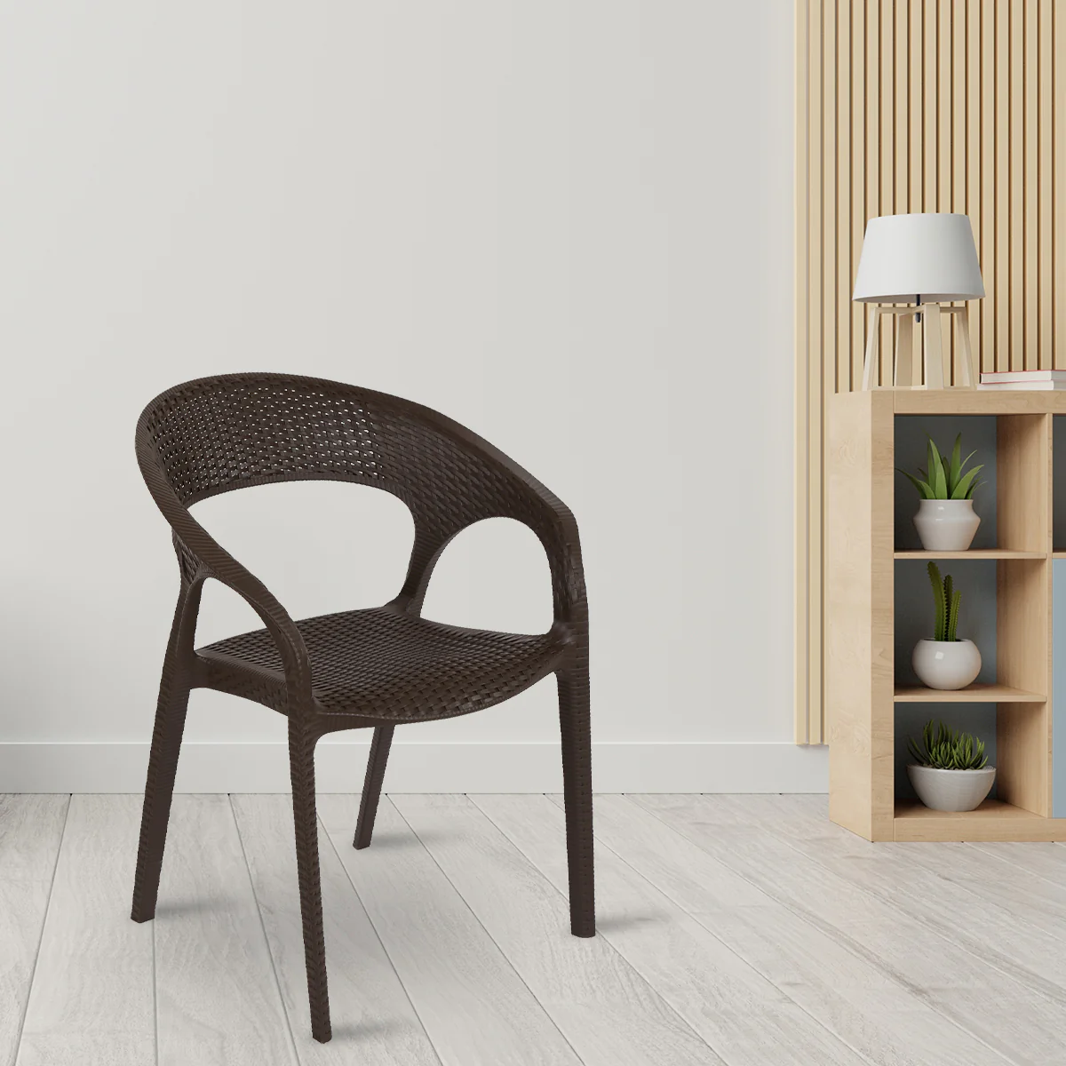 Nilkamal Club Plastic Arm Chair (Season Rust Brown) - Image 3