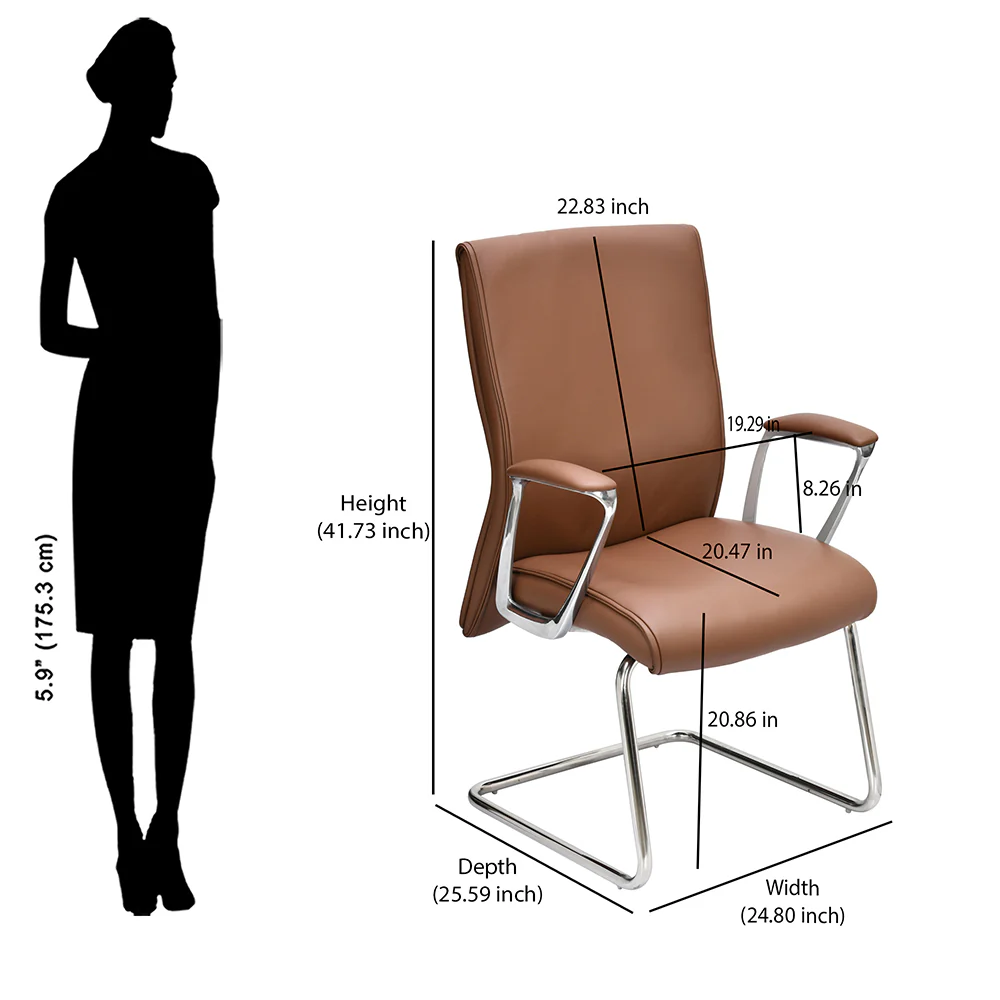 Nilkamal Command Mid Back Leather Visitor Chair (Tan) - Image 9
