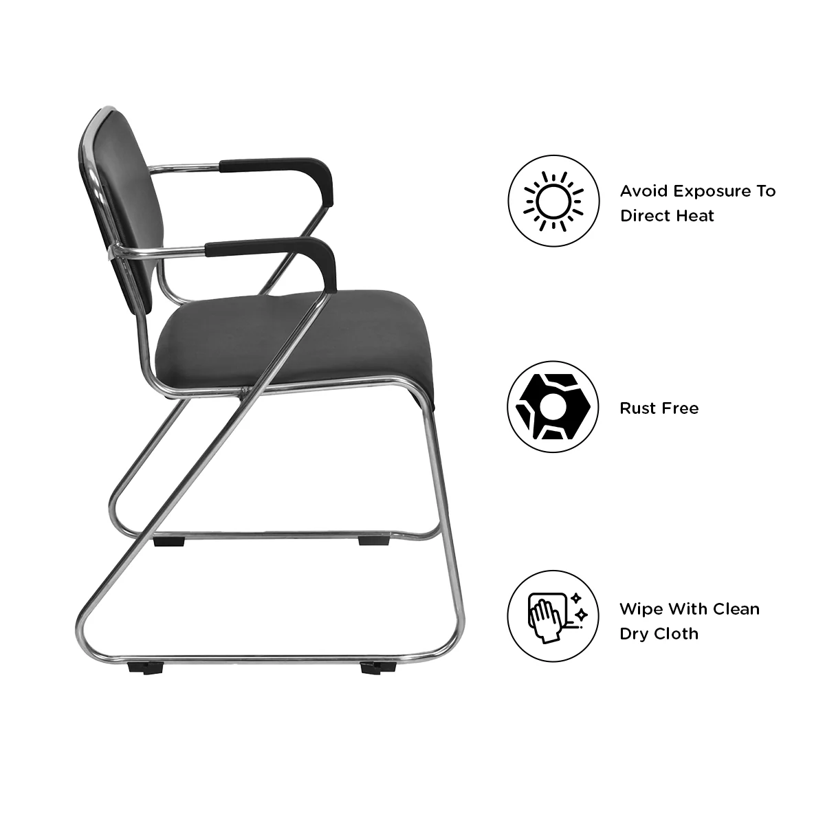 Nilkamal Contract 01 with Arm Visitor Chair (Black) - Image 4