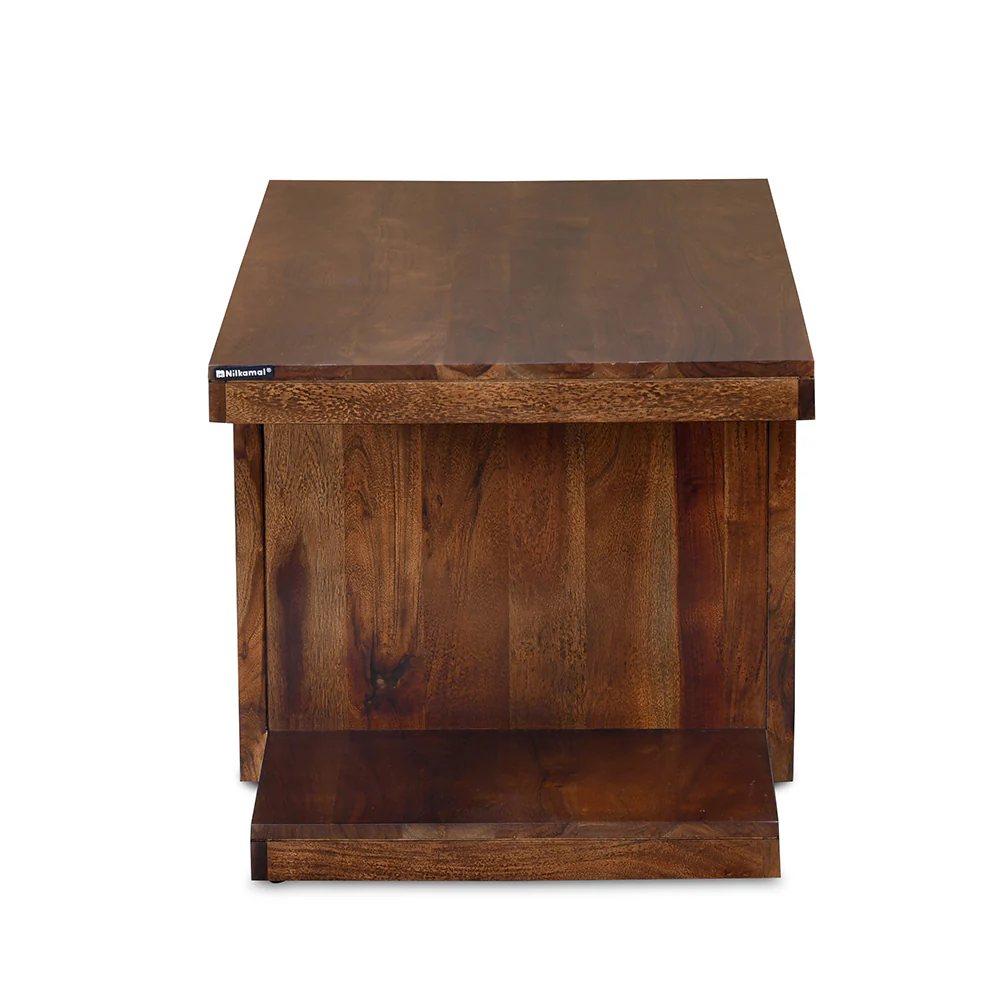 Nilkamal Corner Solid Wood Coffee Table with 2 Set Stools (Walnut) - Image 10