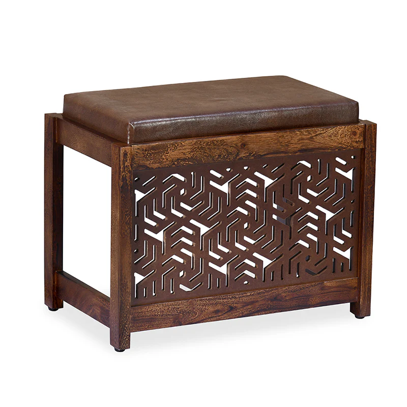 Nilkamal Corner Solid Wood Coffee Table with 2 Set Stools (Walnut) - Image 14