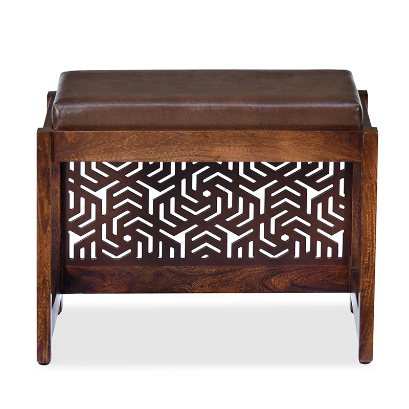 Nilkamal Corner Solid Wood Coffee Table with 2 Set Stools (Walnut) - Image 15