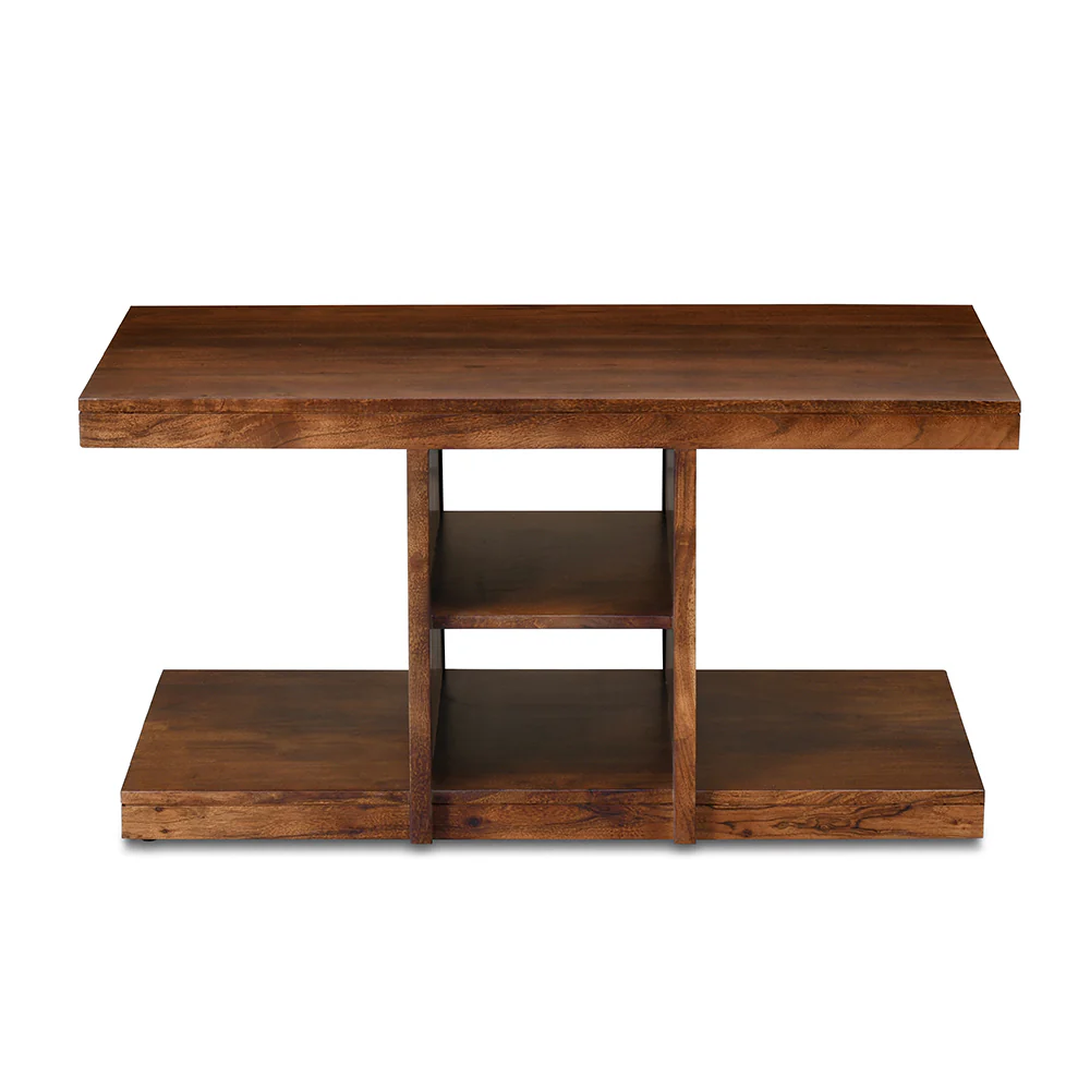Nilkamal Corner Solid Wood Coffee Table with 2 Set Stools (Walnut) - Image 8