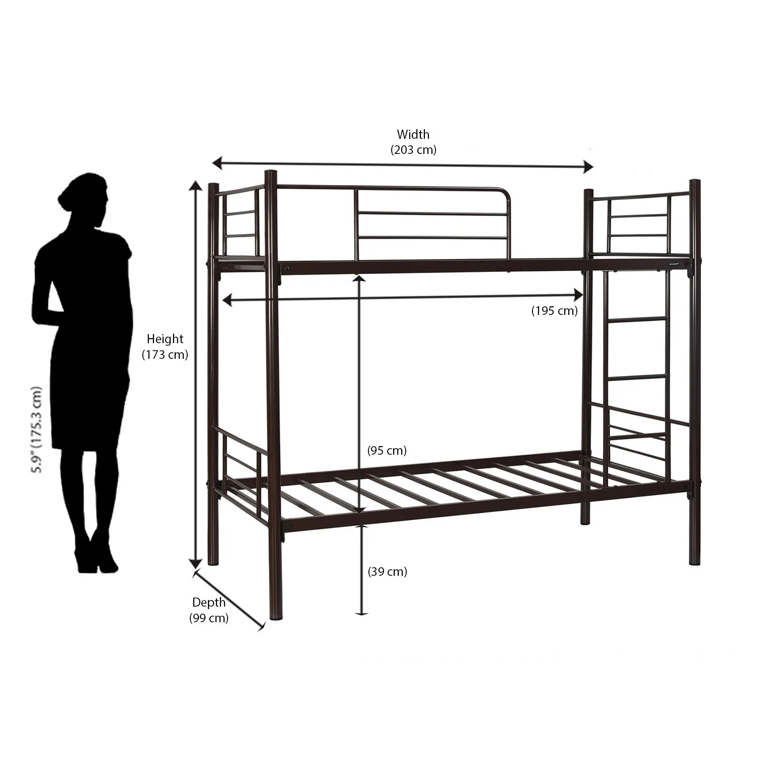 Nilkamal Crossett Metal Bunk Bed (Brown) - Image 11