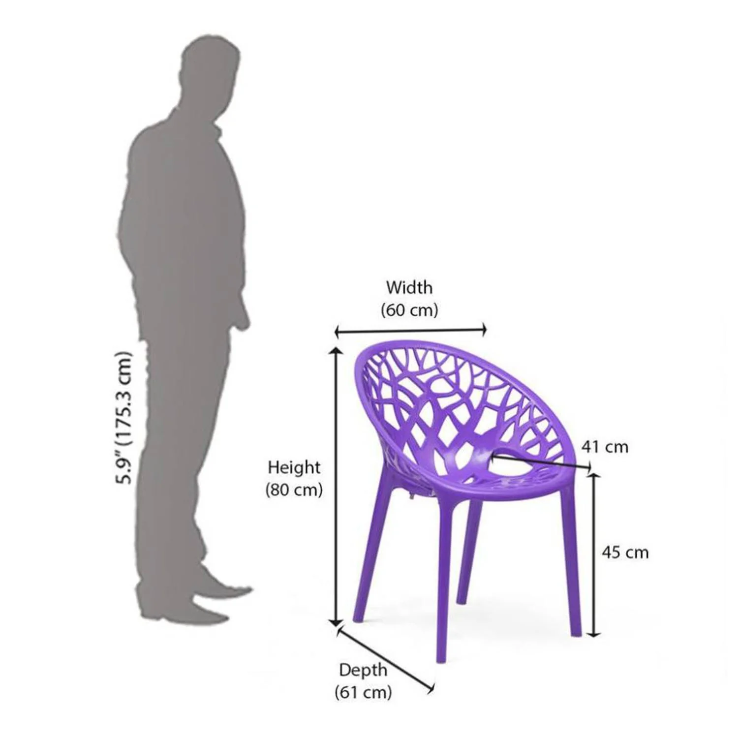 Nilkamal Crystal Polypropylene Premium Chair (Voilet) - Image 12