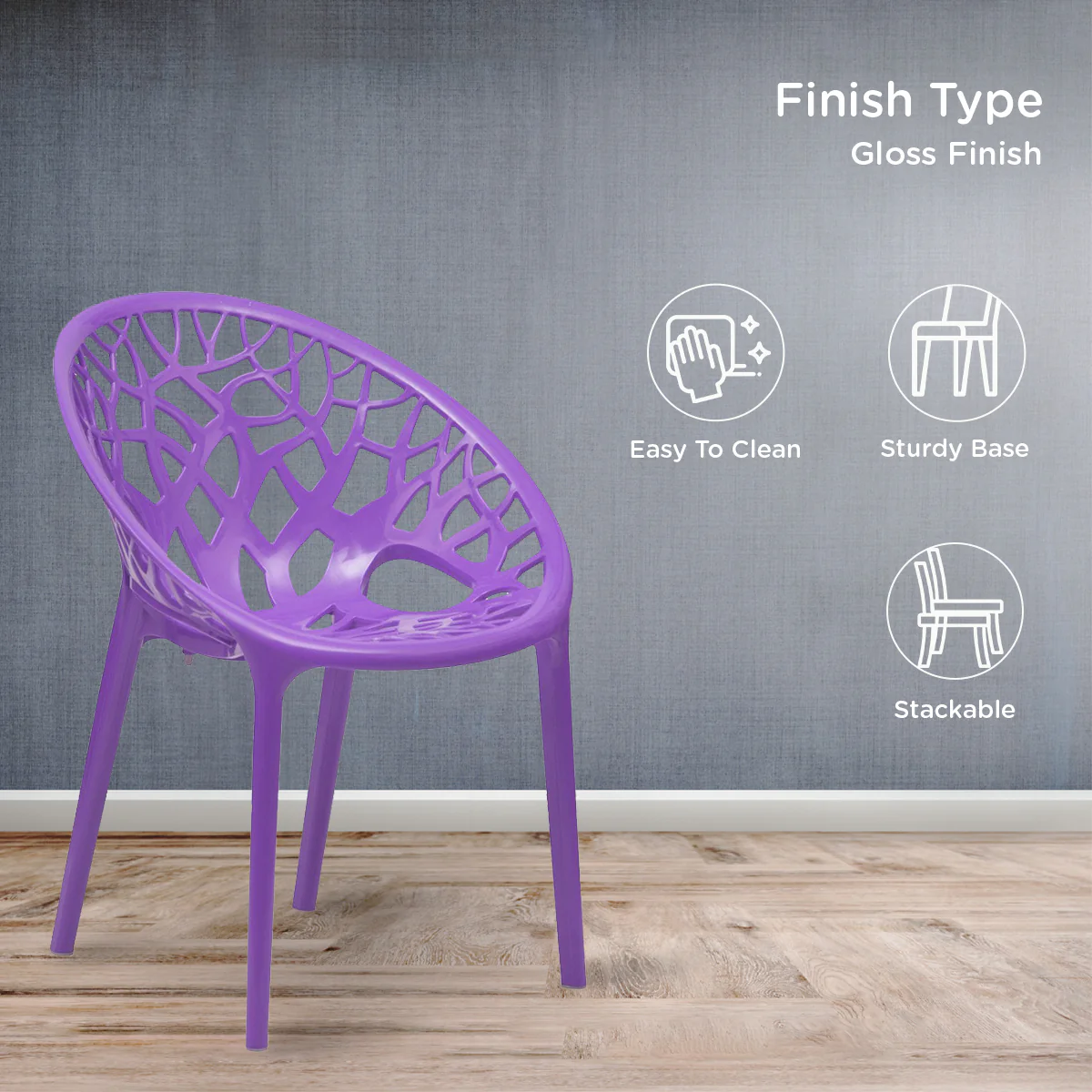 Nilkamal Crystal Polypropylene Premium Chair (Voilet) - Image 5