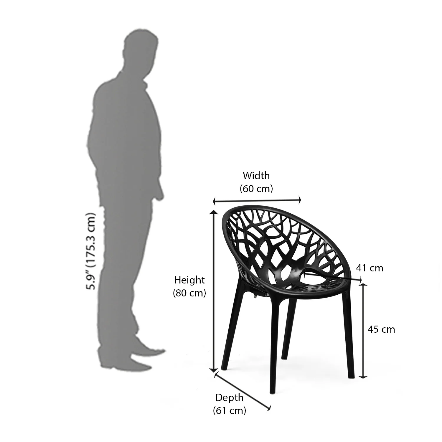 Nilkamal Crystal Polypropylene Premium Chair (Iron Black) - Image 8