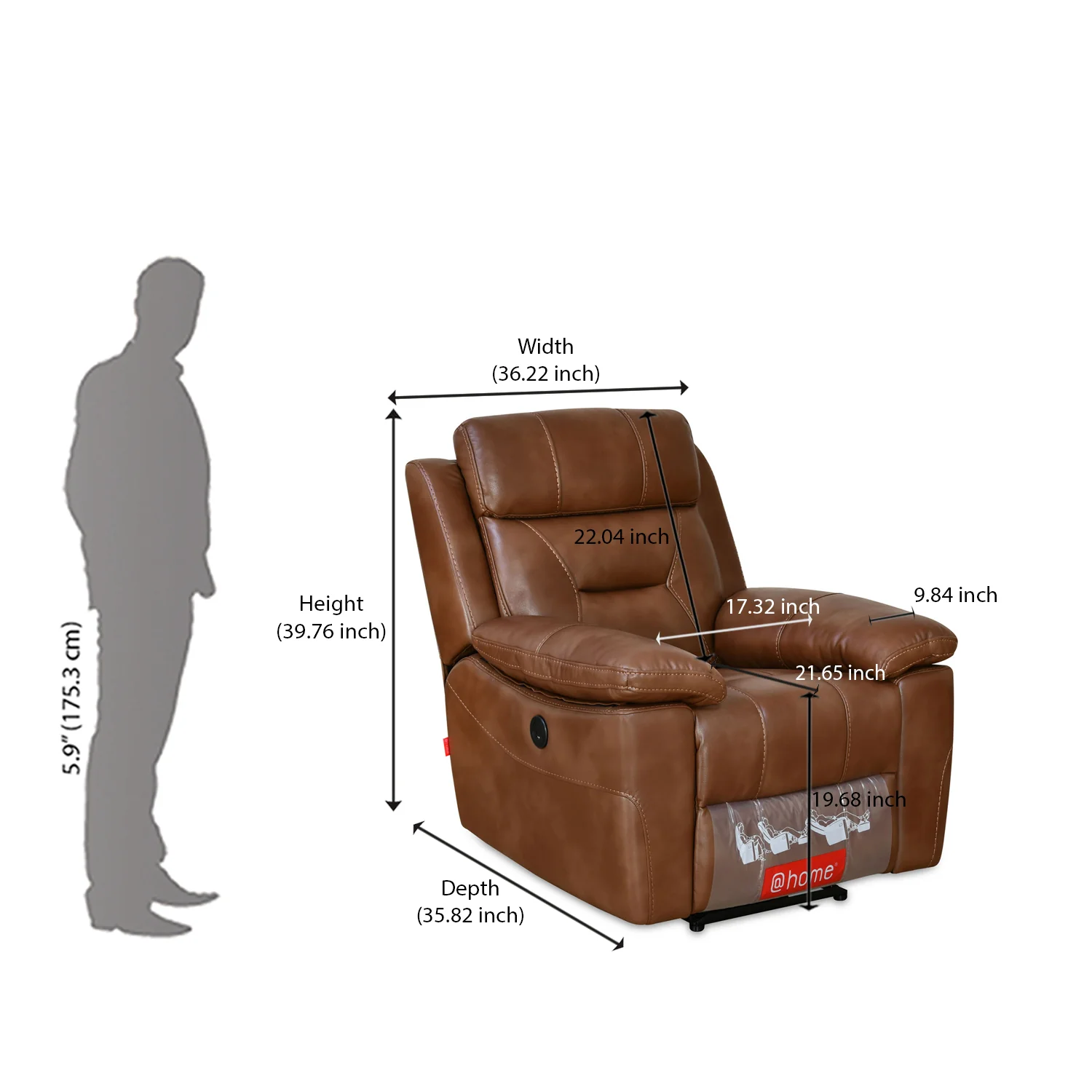 Nilkamal Delp 1 Seater Electric Recliner Sofa (Choco Brown) - Image 10