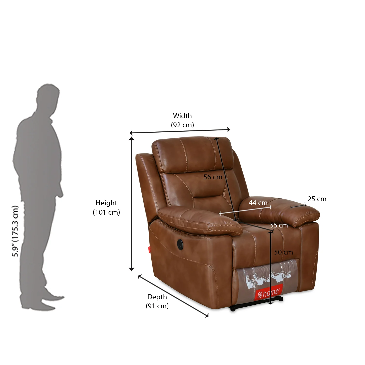 Nilkamal Delp 1 Seater Electric Recliner Sofa (Choco Brown) - Image 11