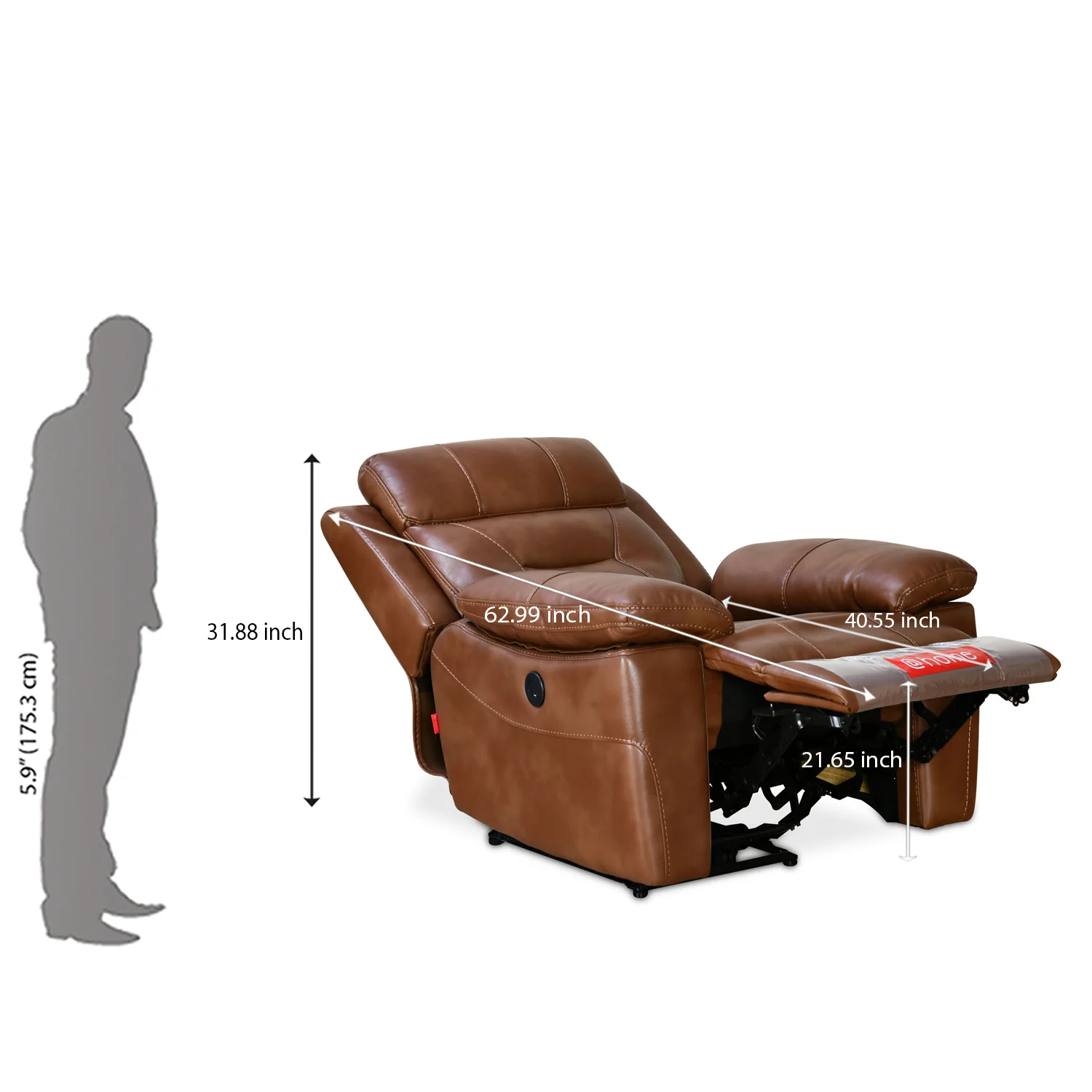 Nilkamal Delp 1 Seater Electric Recliner Sofa (Choco Brown) - Image 13