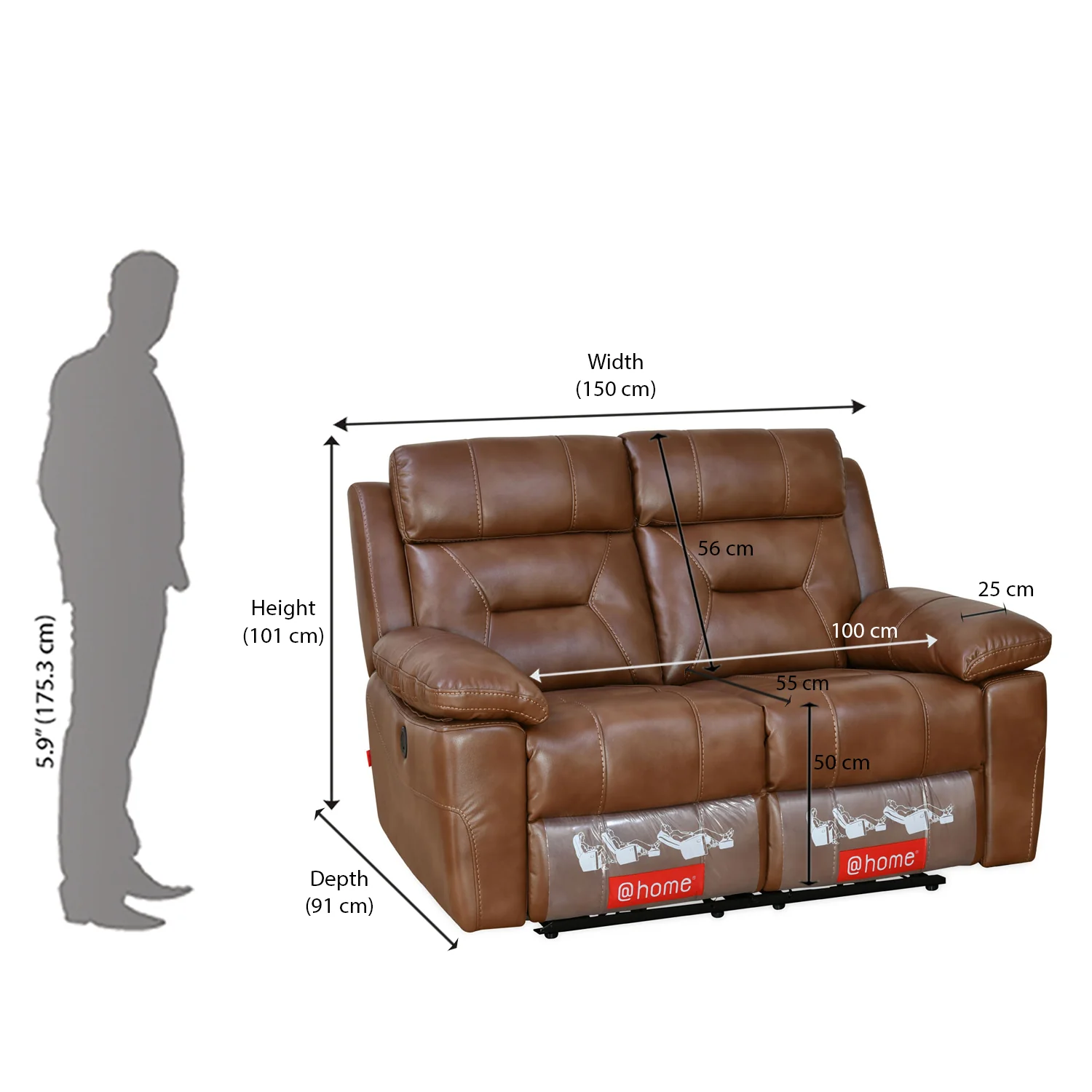 Nilkamal Delp 2-Seater Electric Recliner Sofa (Choco Brown) - Image 10