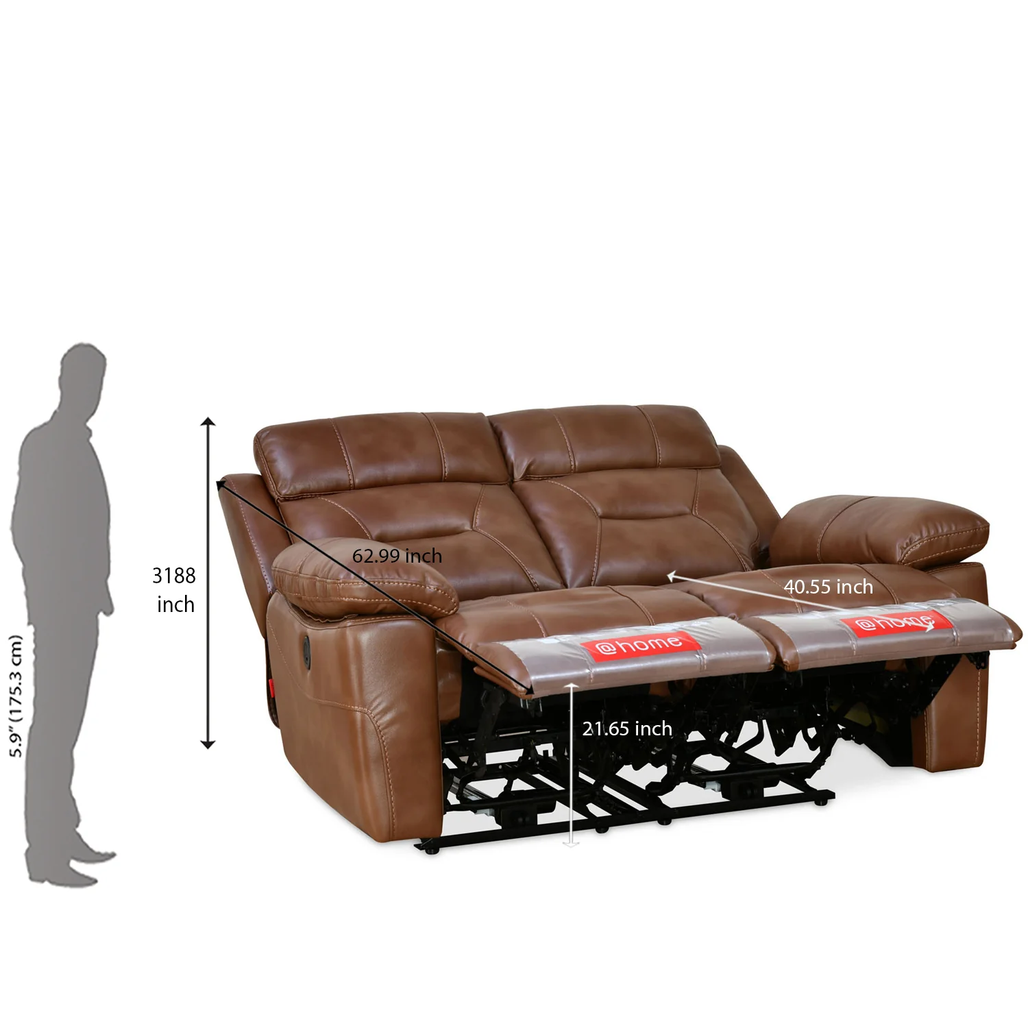 Nilkamal Delp 2-Seater Electric Recliner Sofa (Choco Brown) - Image 14