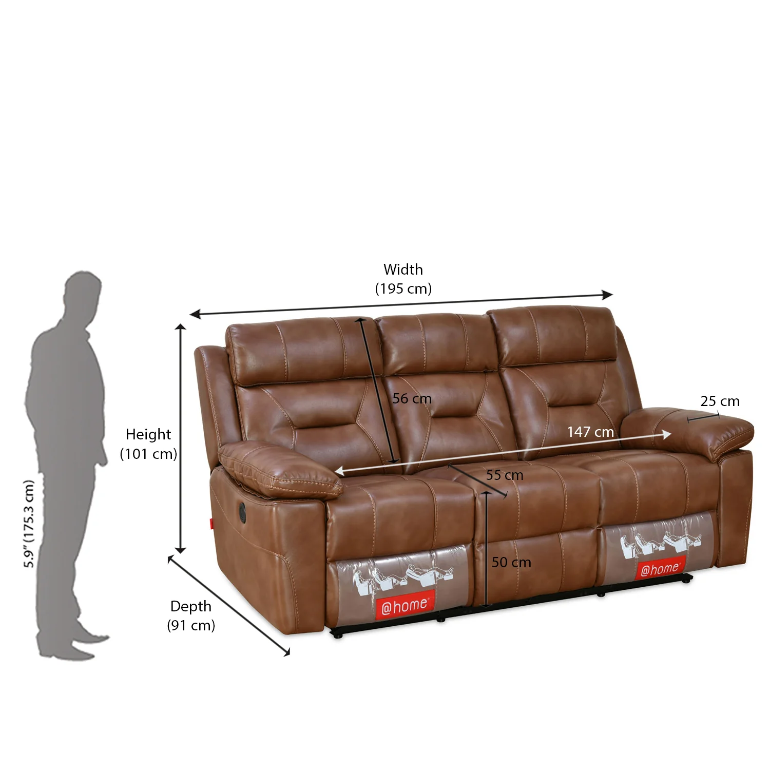 Nilkamal Delp 3 Seater Electric Recliner Sofa (Choco Brown) - Image 11