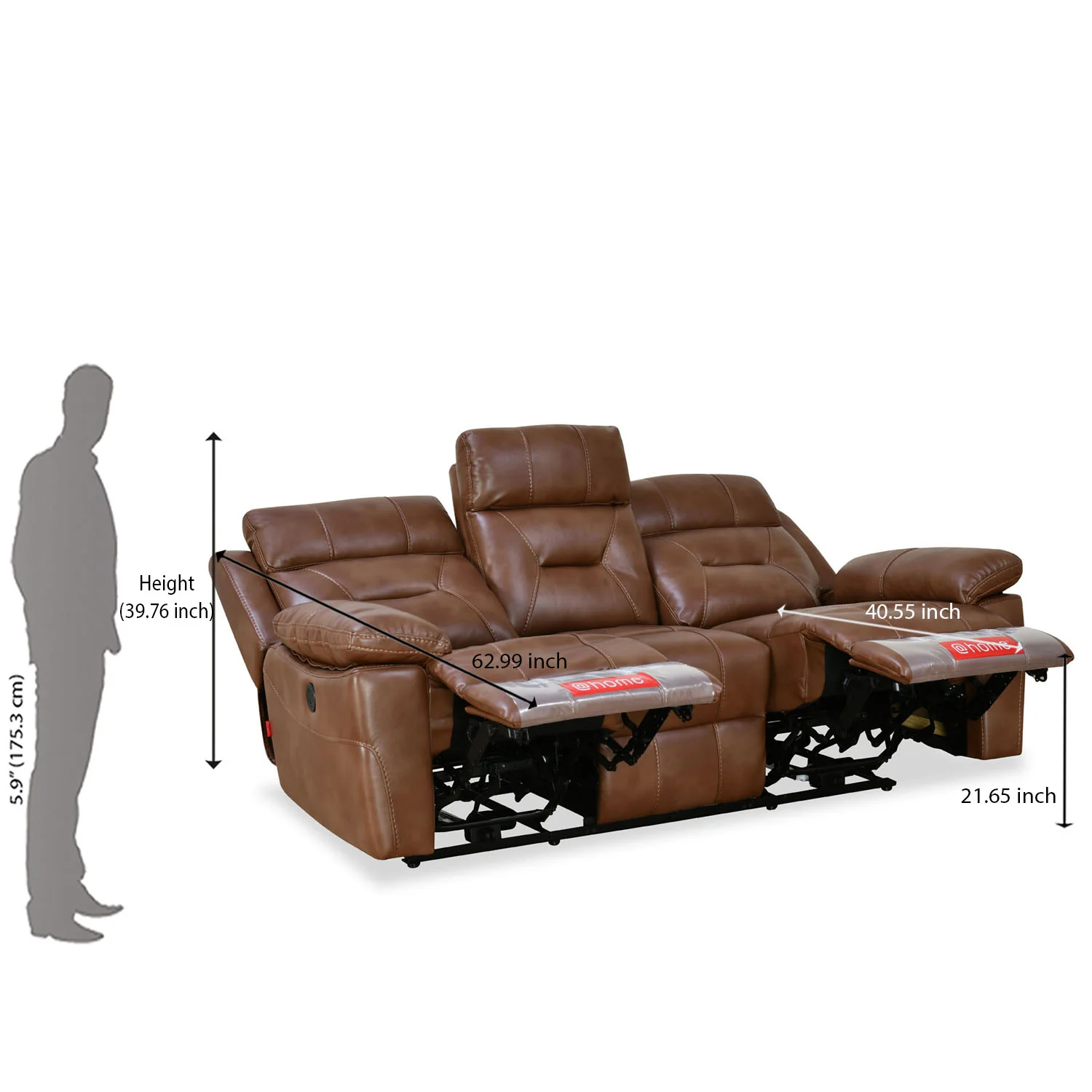 Nilkamal Delp 3 Seater Electric Recliner Sofa (Choco Brown) - Image 13