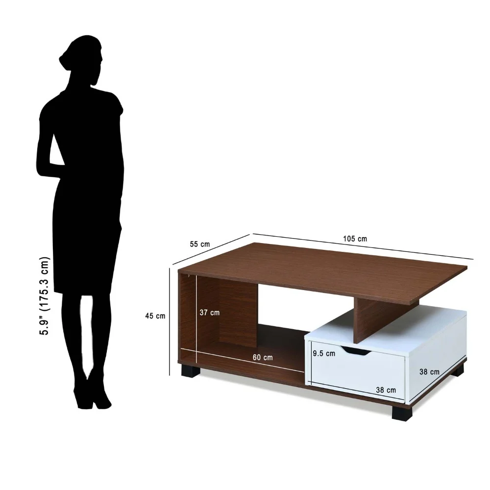 Nilkamal Denzel Coffee Table (Urban Walnut / Oak White) - Image 8