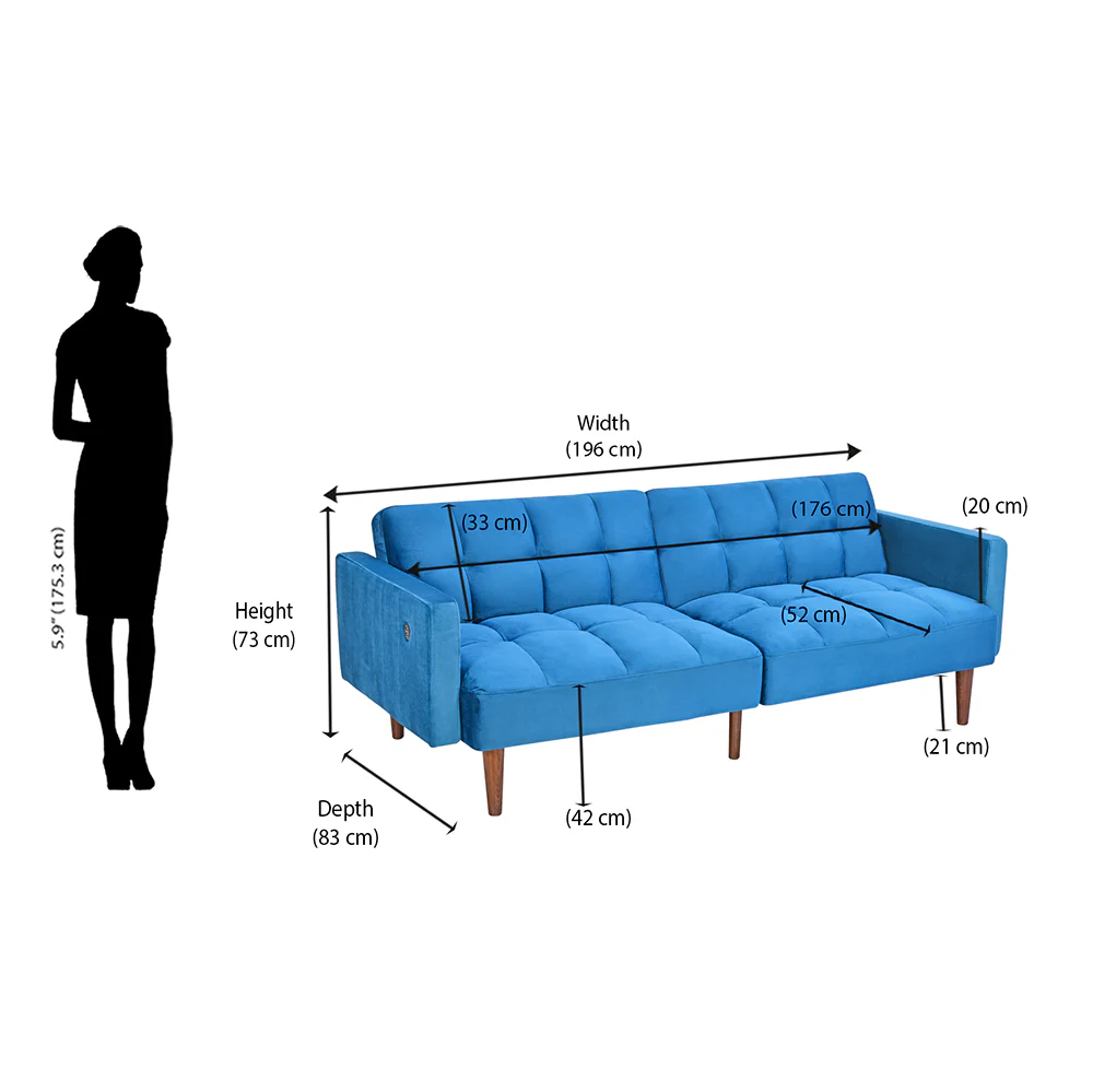 Nilkamal Denzel Futon Sofa Cum Bed (Blue) - Image 10