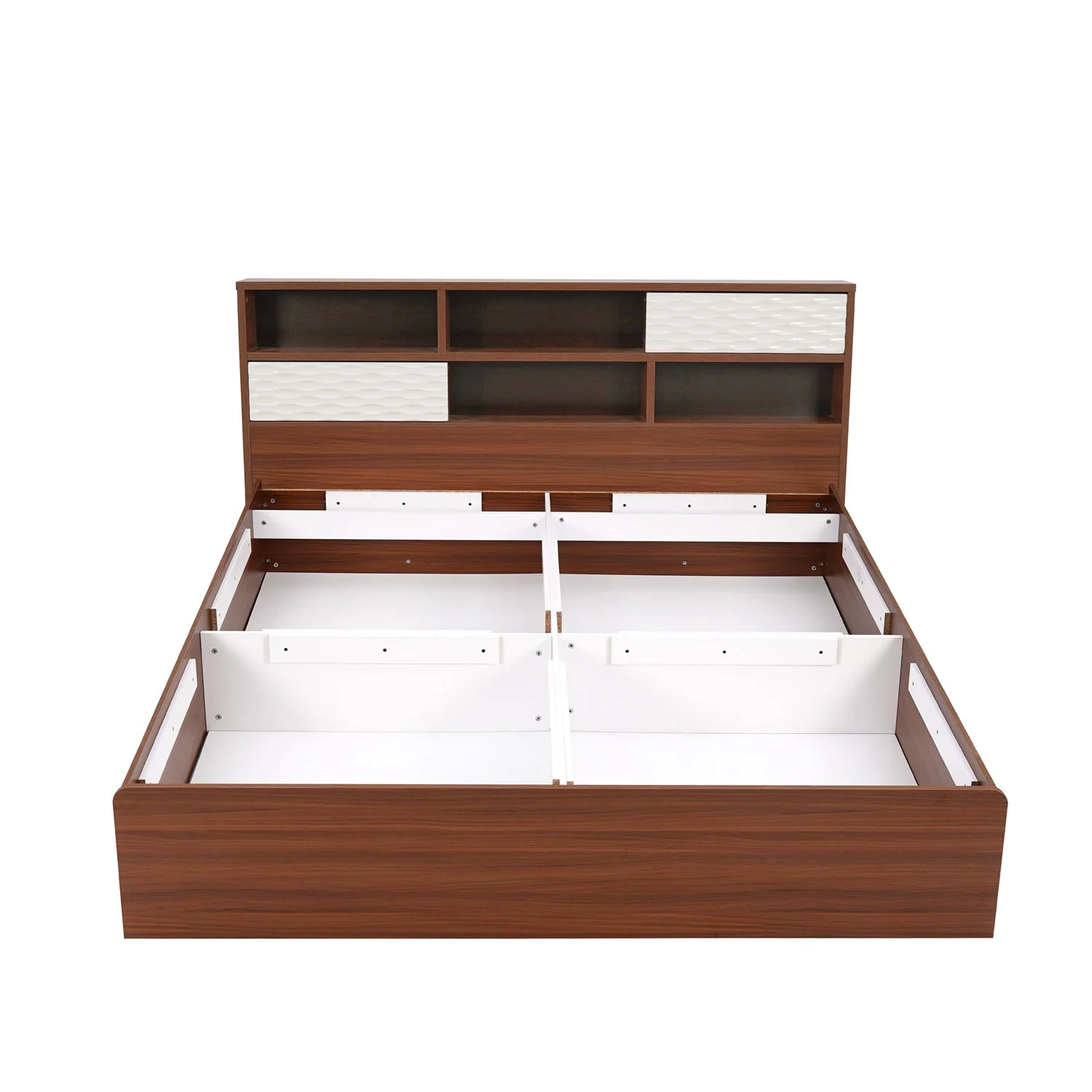 Nilkamal Drift Calipso Queen Bed With Storage (Classic Plank Walnut/White) - Image 4