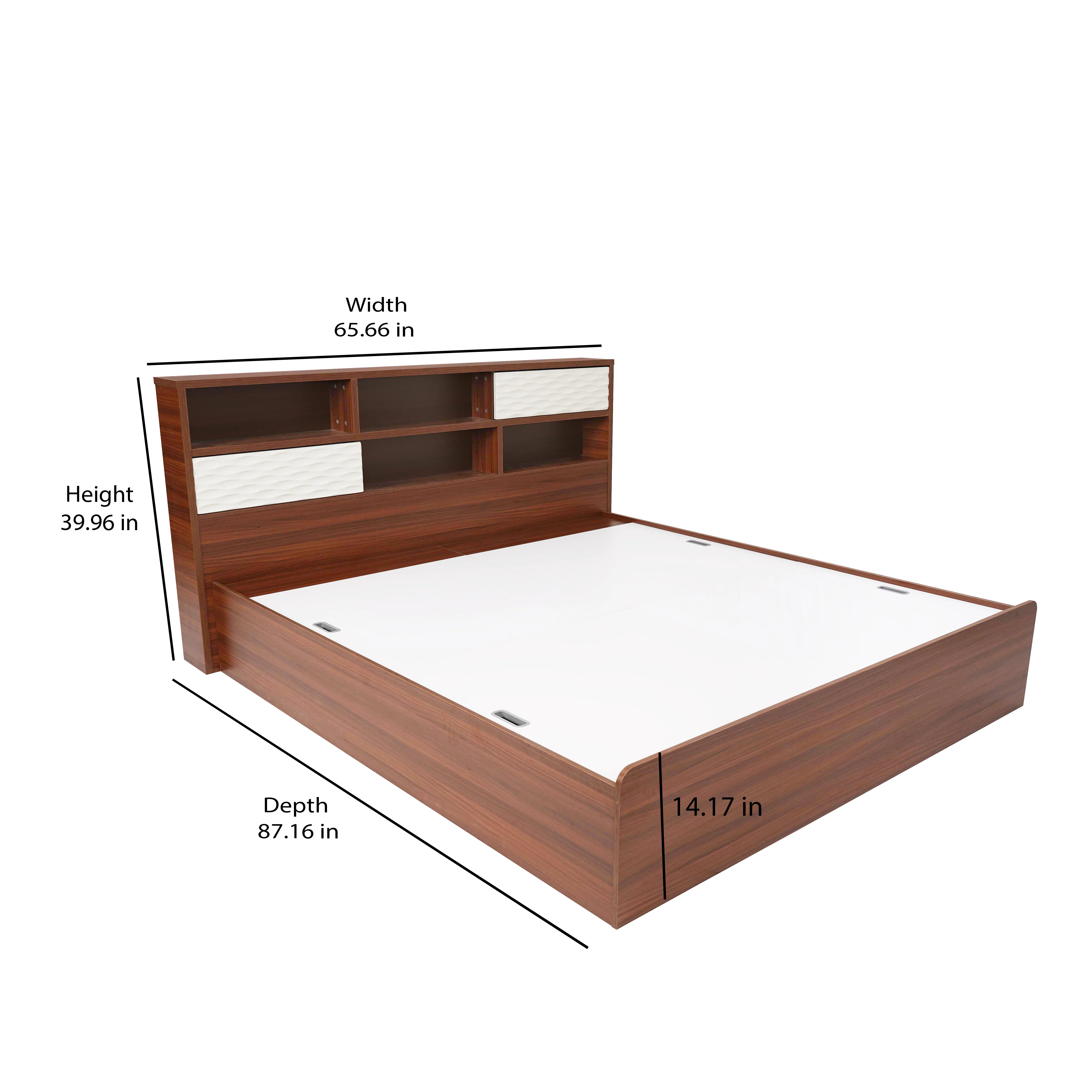 Nilkamal Drift Calipso Queen Bed With Storage (Classic Plank Walnut/White) - Image 9