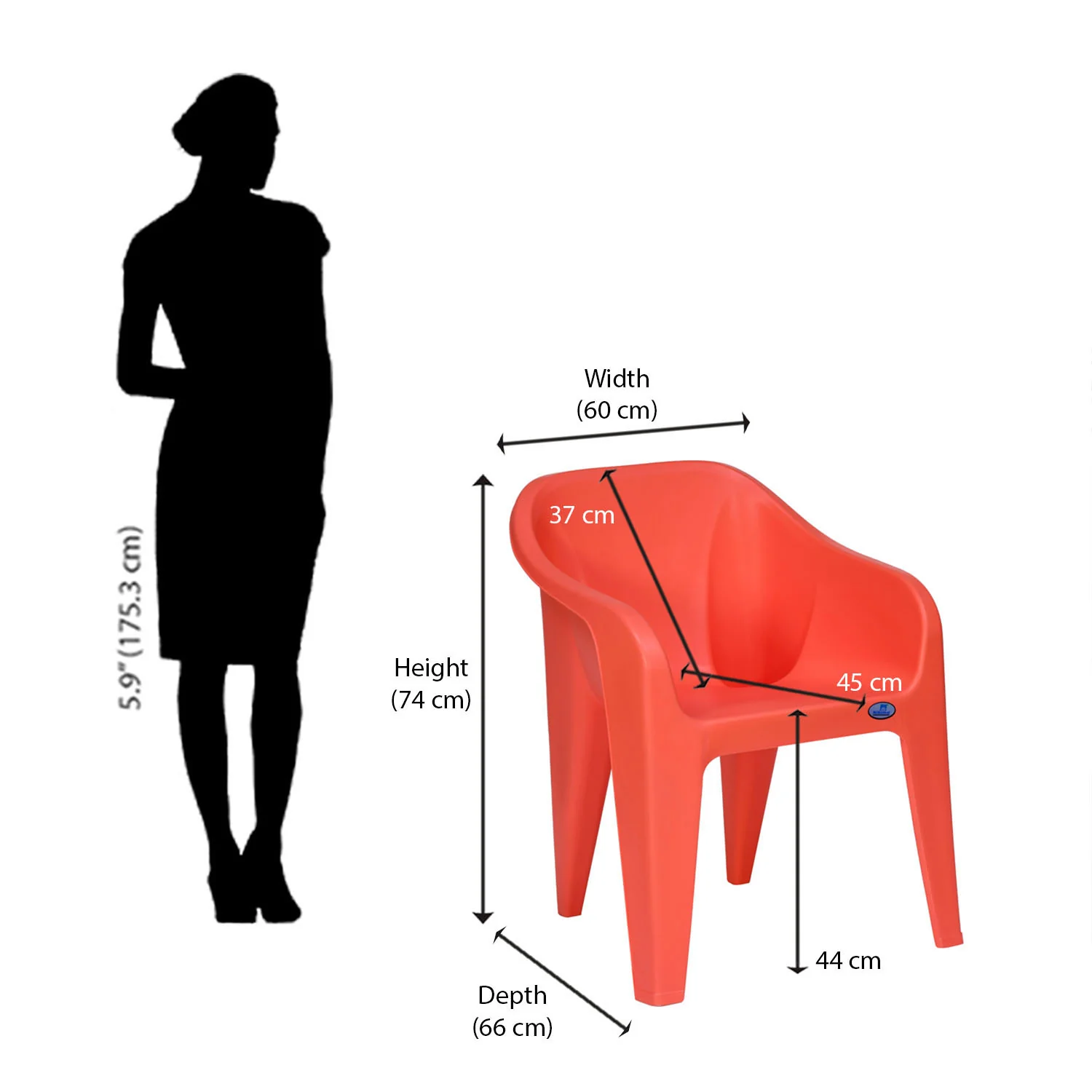 Nilkamal Eeezy Go Plastic Arm Chair (Peach) - Image 10