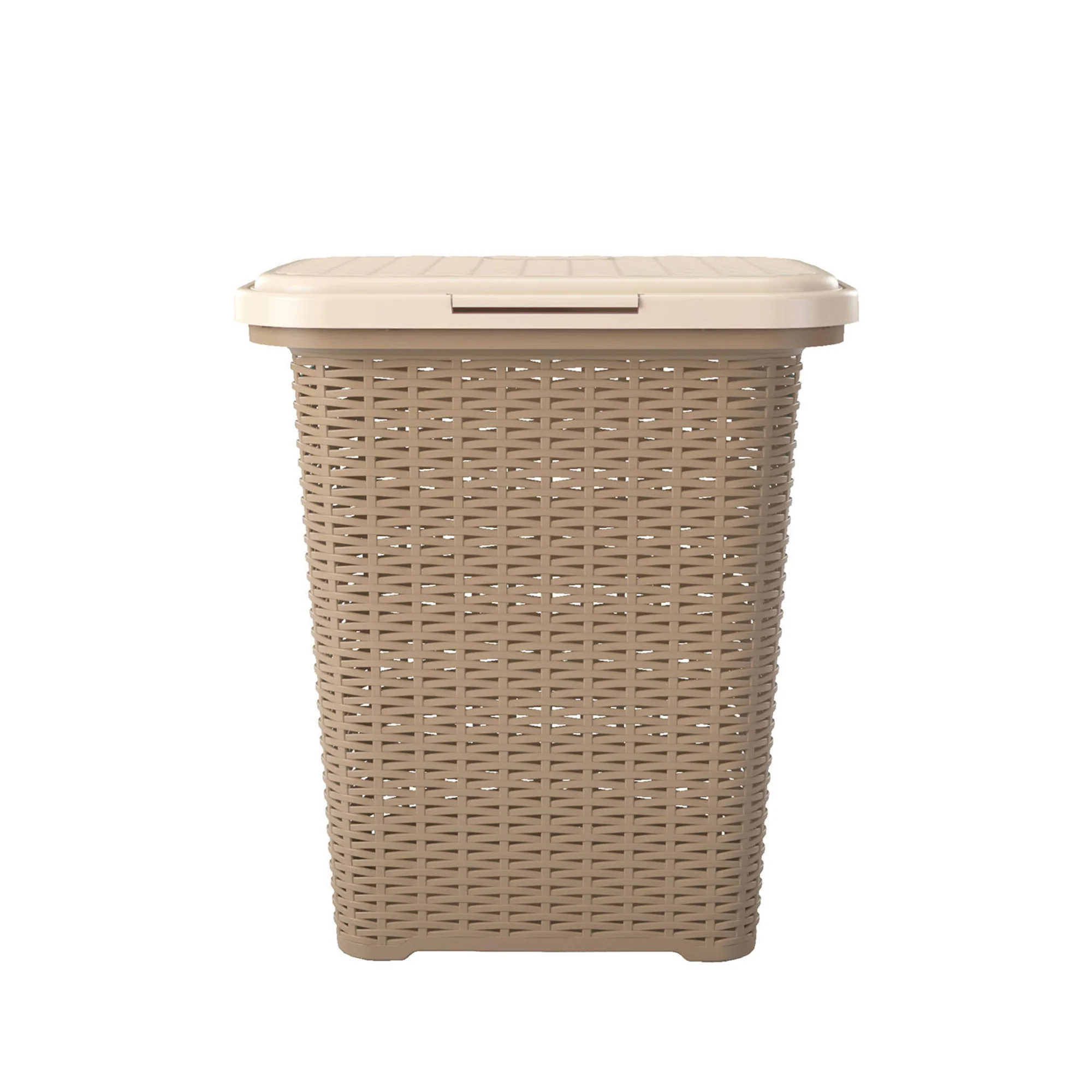 Nilkamal Elegance Laundry Basket 50 Litre with Lid (Sandy Brown & Marble Cream) - Image 3