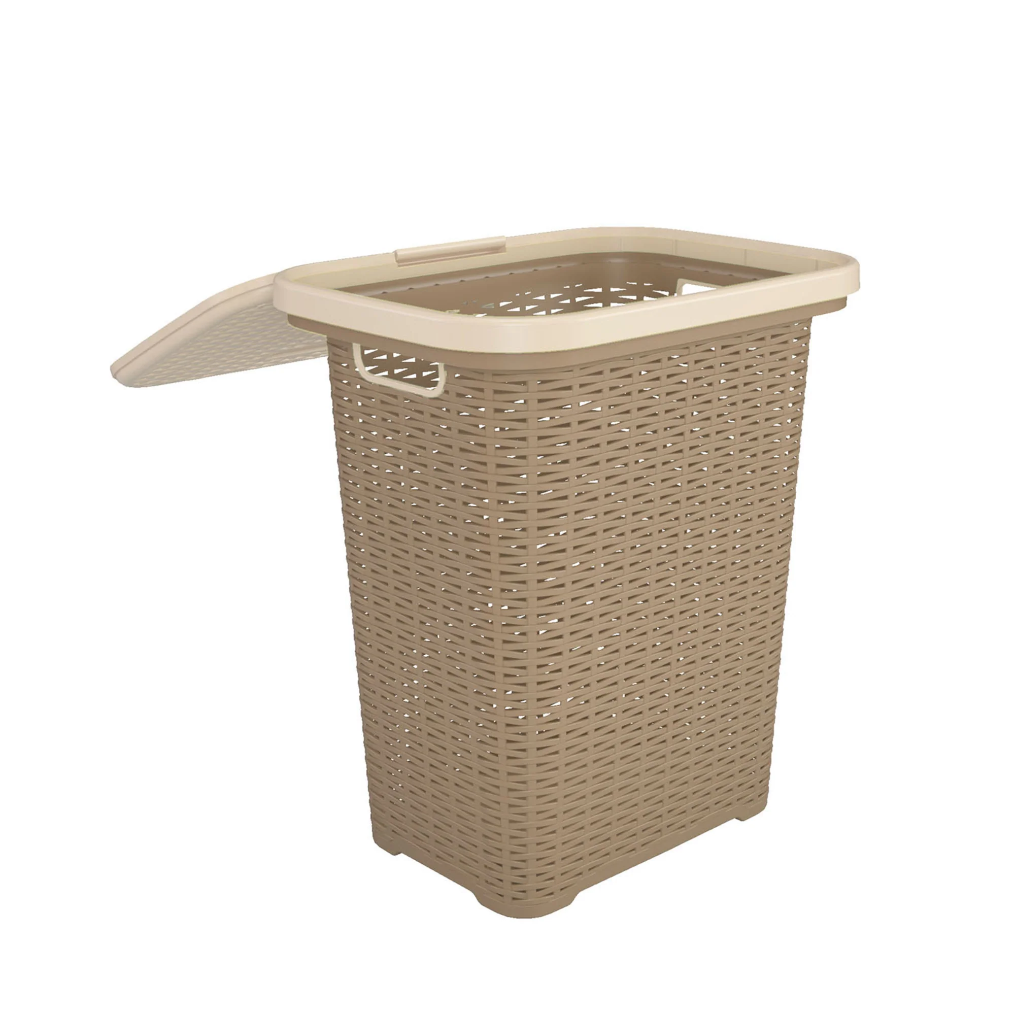 Nilkamal Elegance Laundry Basket 50 Litre with Lid (Sandy Brown & Marble Cream) - Image 8