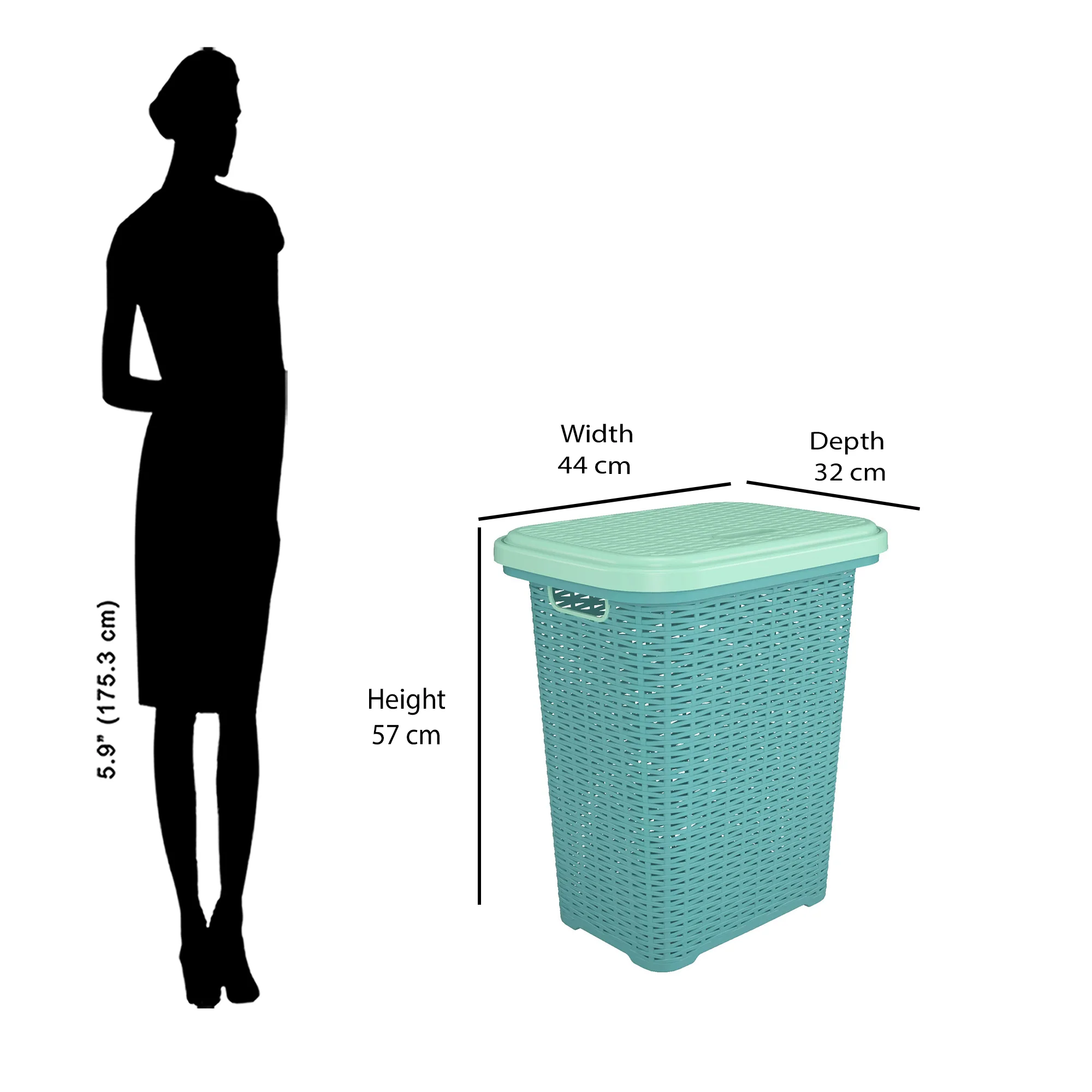 Nilkamal Elegance Laundry Basket 50 Litre with Lid (Sapphire Blue & Sea Blue) - Image 9