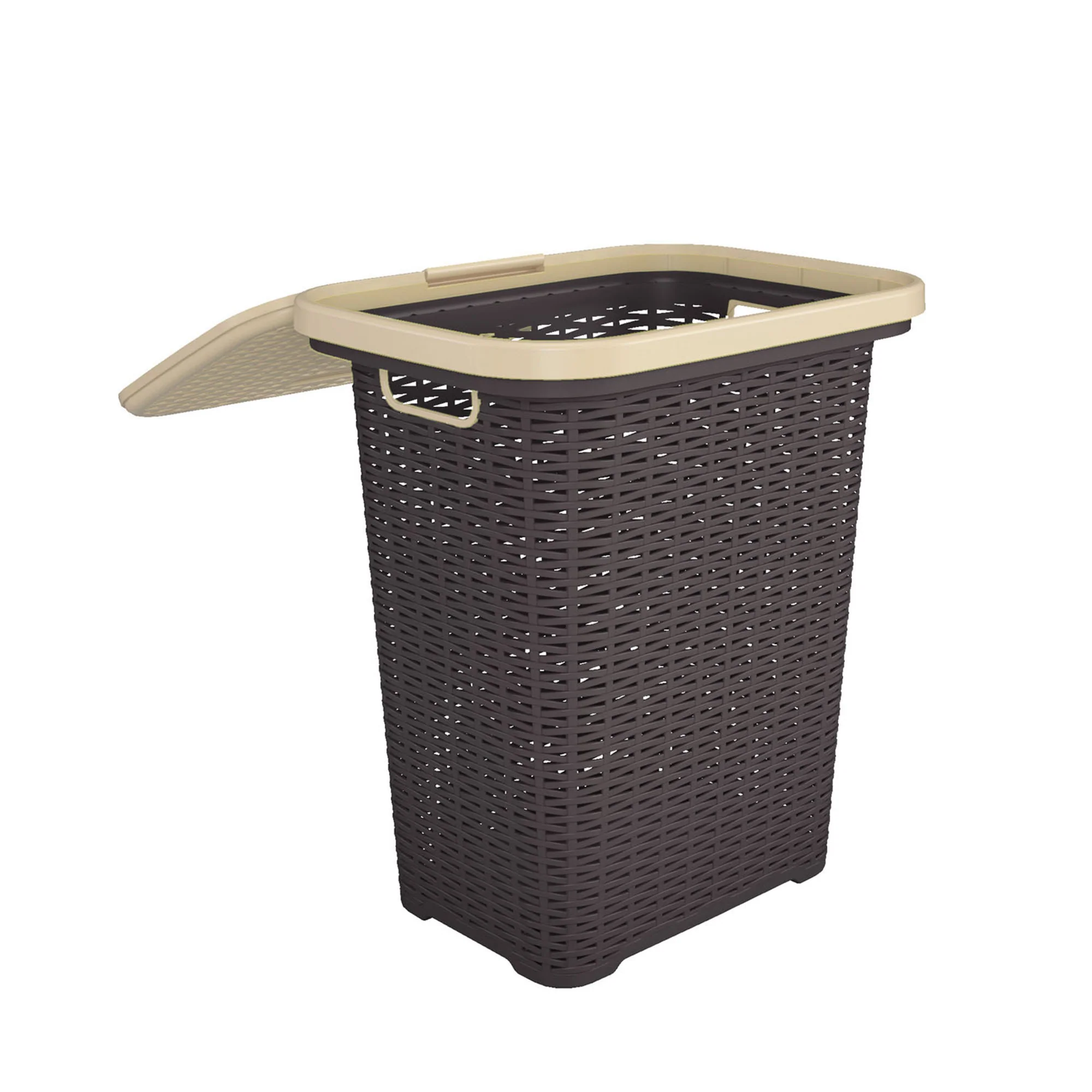 Nilkamal Elegance Laundry Basket 50 Litre with Lid (Season Rust Brown & Marble Beige) - Image 8