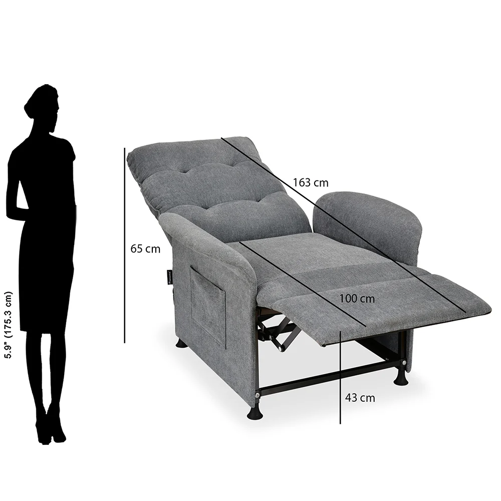 Nilkamal Electro 1 Seater Electric Recliner Sofa (Dark Grey) - Image 15