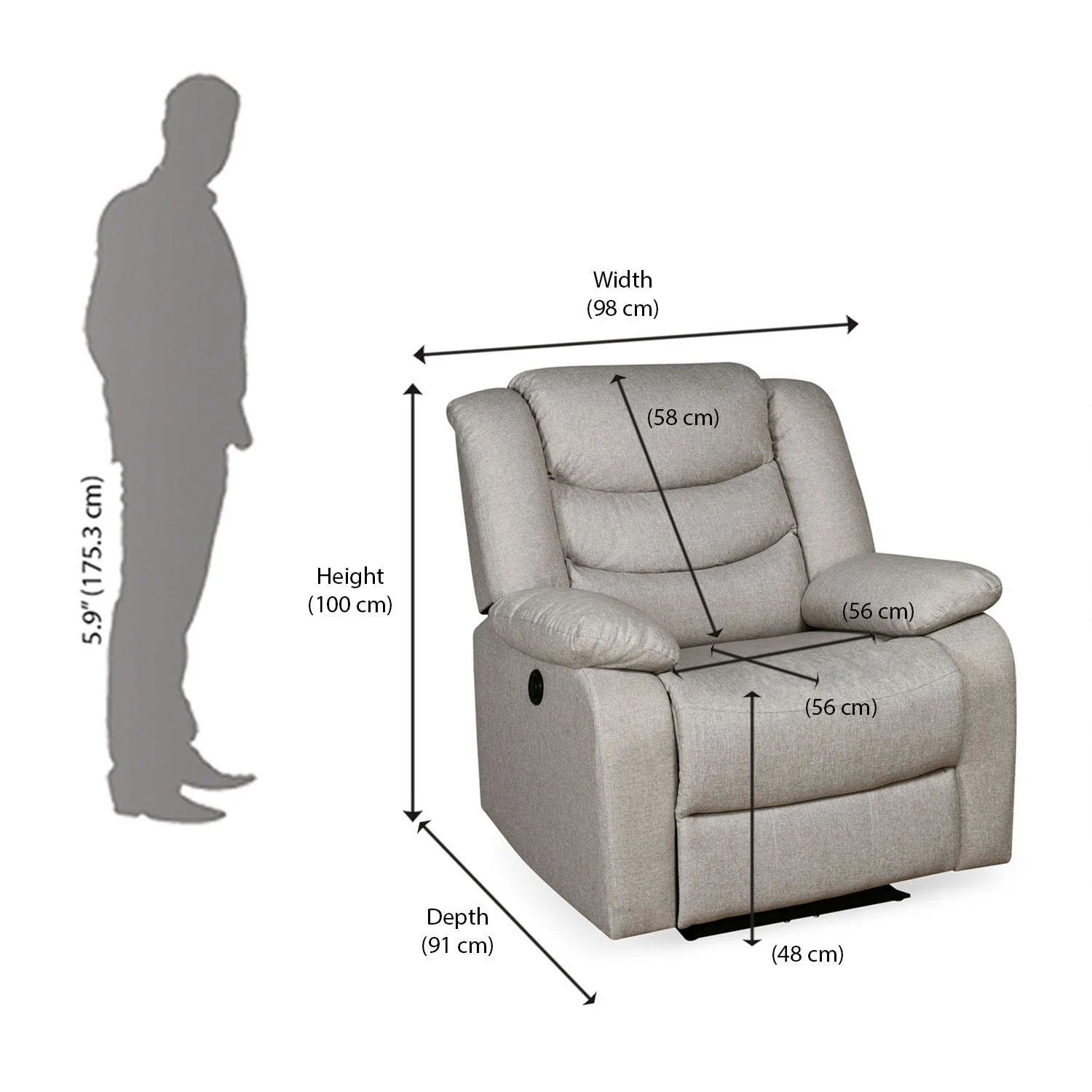 Nilkamal Era 1 Seater Electric Recliner (Honey Beige) - Image 11