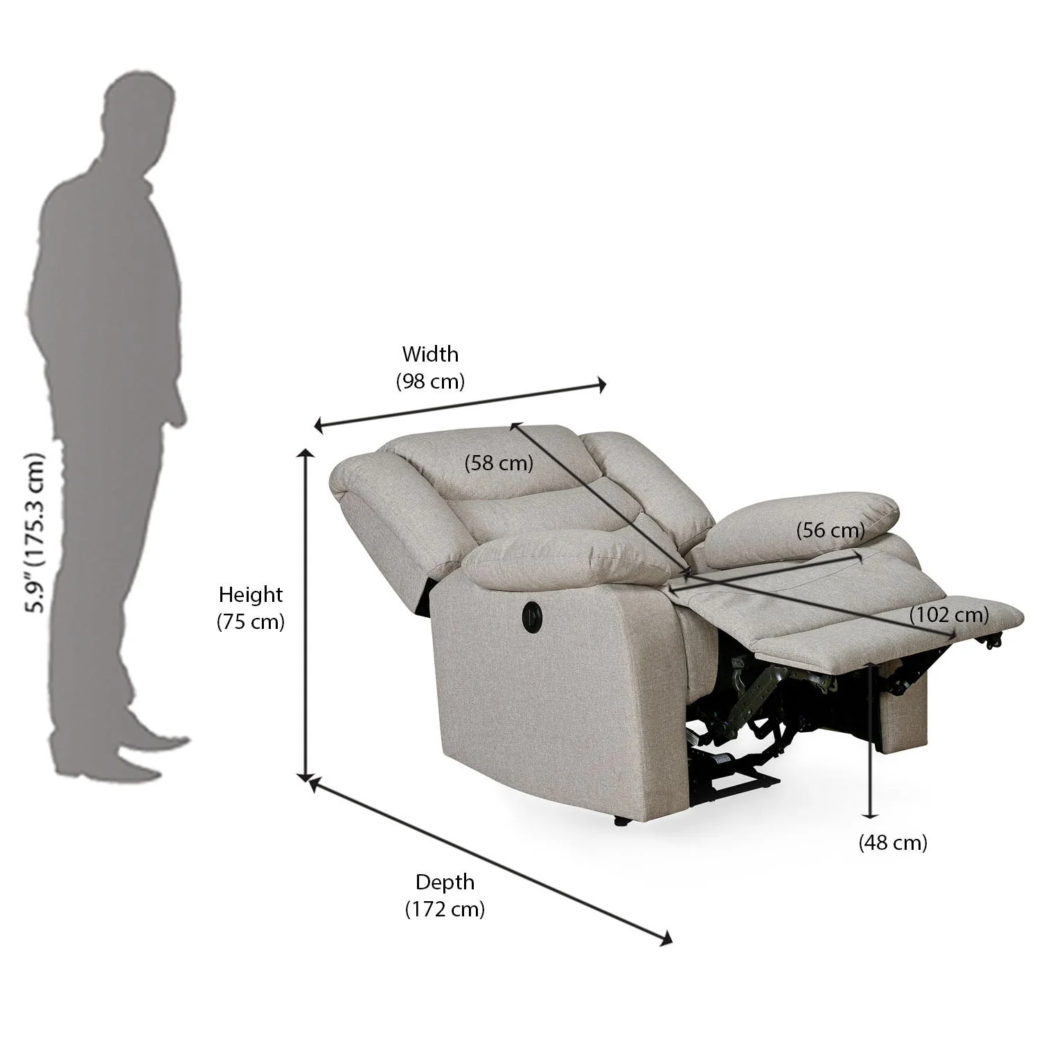 Nilkamal Era 1 Seater Electric Recliner (Honey Beige) - Image 14