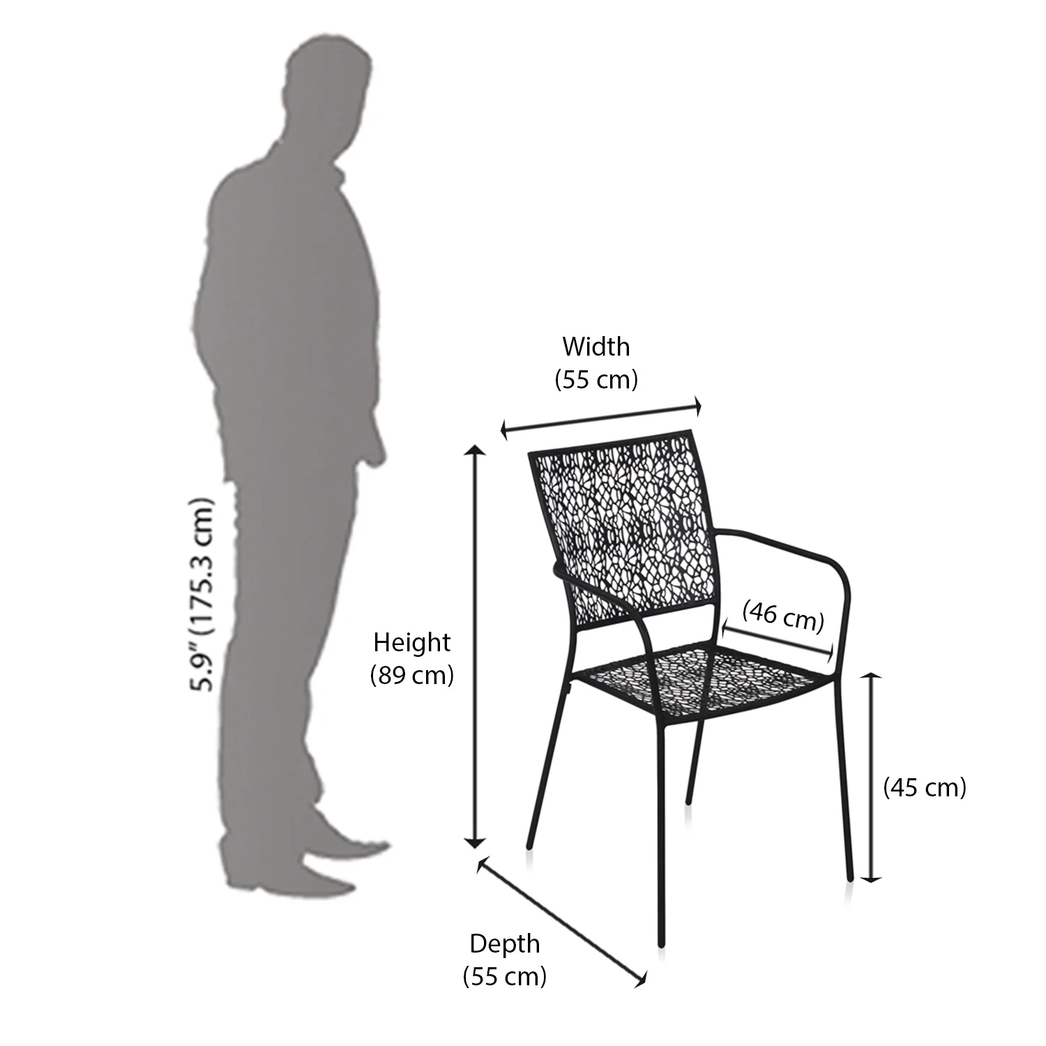 Nilkamal Erinda Metal Living Room Arm Chair (Black) - Image 8