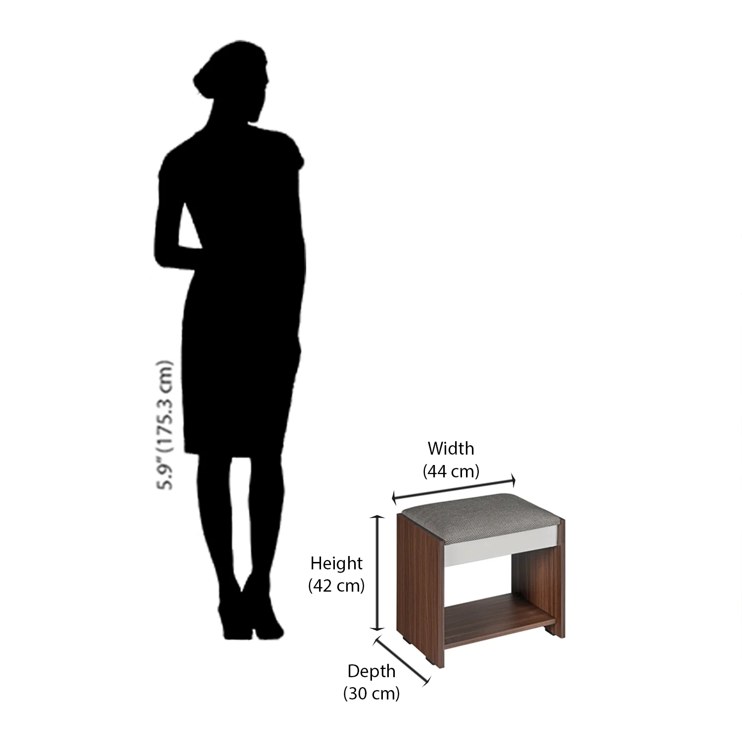 Nilkamal Erwin Dressing Table (Walnut / White) - Image 11