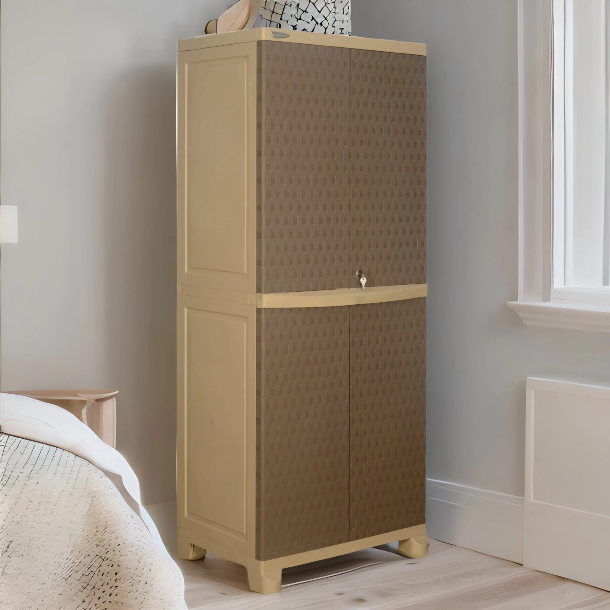 Nilkamal Freedom Big 6 (FB 6) Plastic Storage Cabinet (Ratan Dark Beige / New Cream) - Image 3