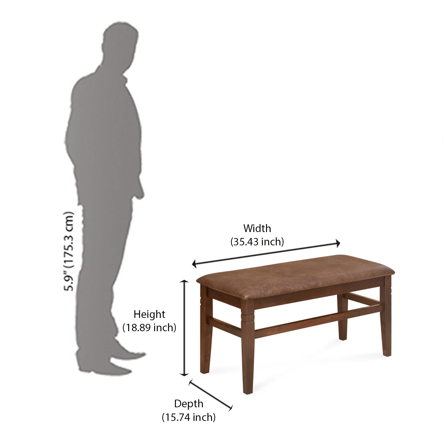 Nilkamal Fern Multi Use Medium Sitting Bench for Living Room | Dining Room (Erin Brown) - Image 9