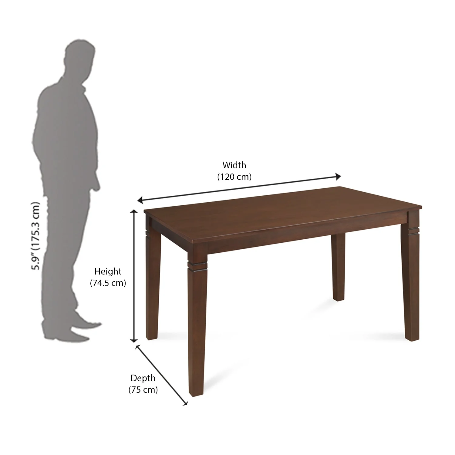 Nilkamal Fern 4 Seater Dining Set With Bench (Erin Brown) - Image 19