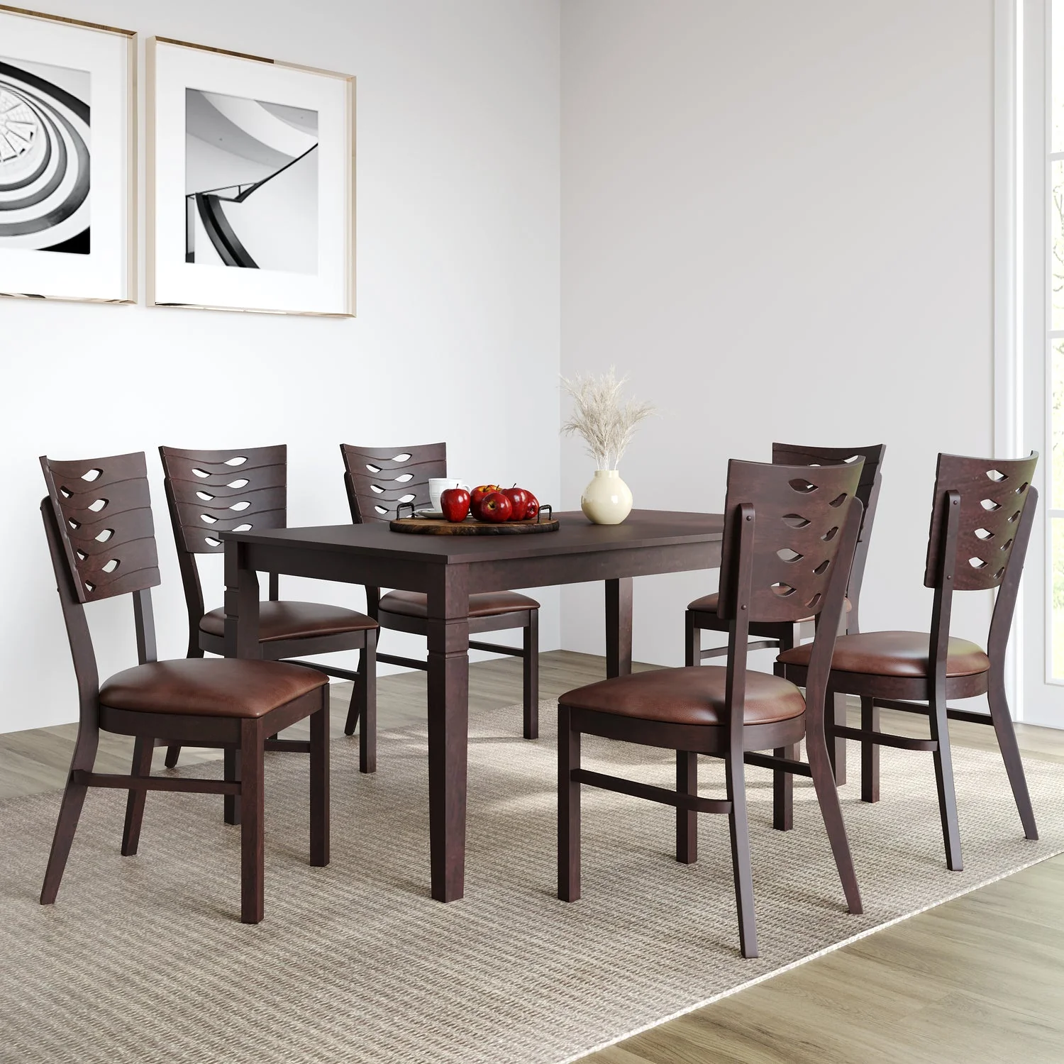 Nilkamal Fern 6 Seater Dining Set (Erin Brown)