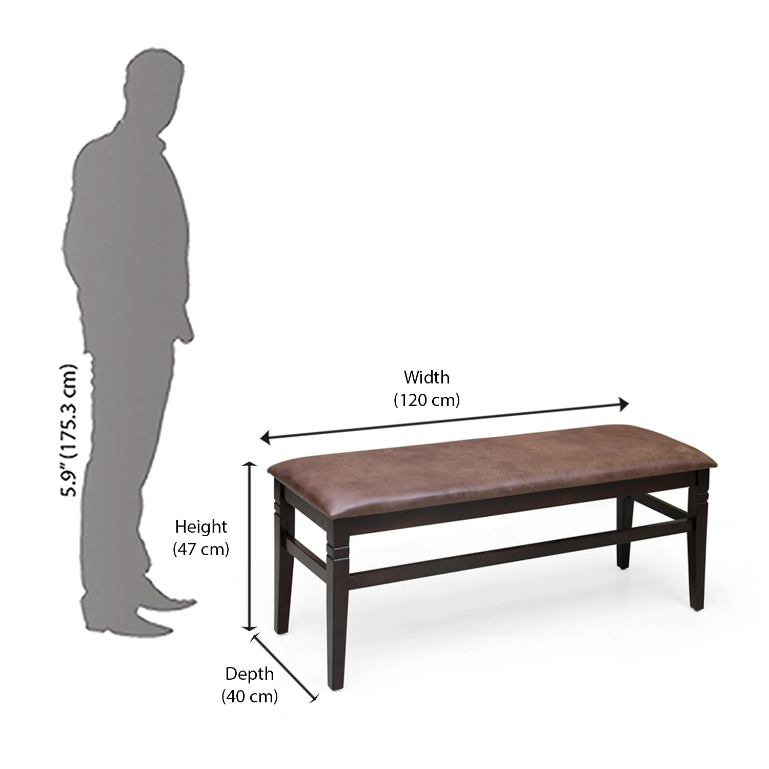 Nilkamal Fern Multi Use Long Sitting Bench for Living Room | Dining Room (Erin Brown) - Image 7