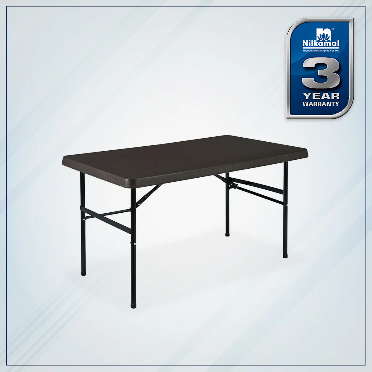 Nilkamal Festive 4 ft Foldable Rectangle Table (Brown) - Image 2