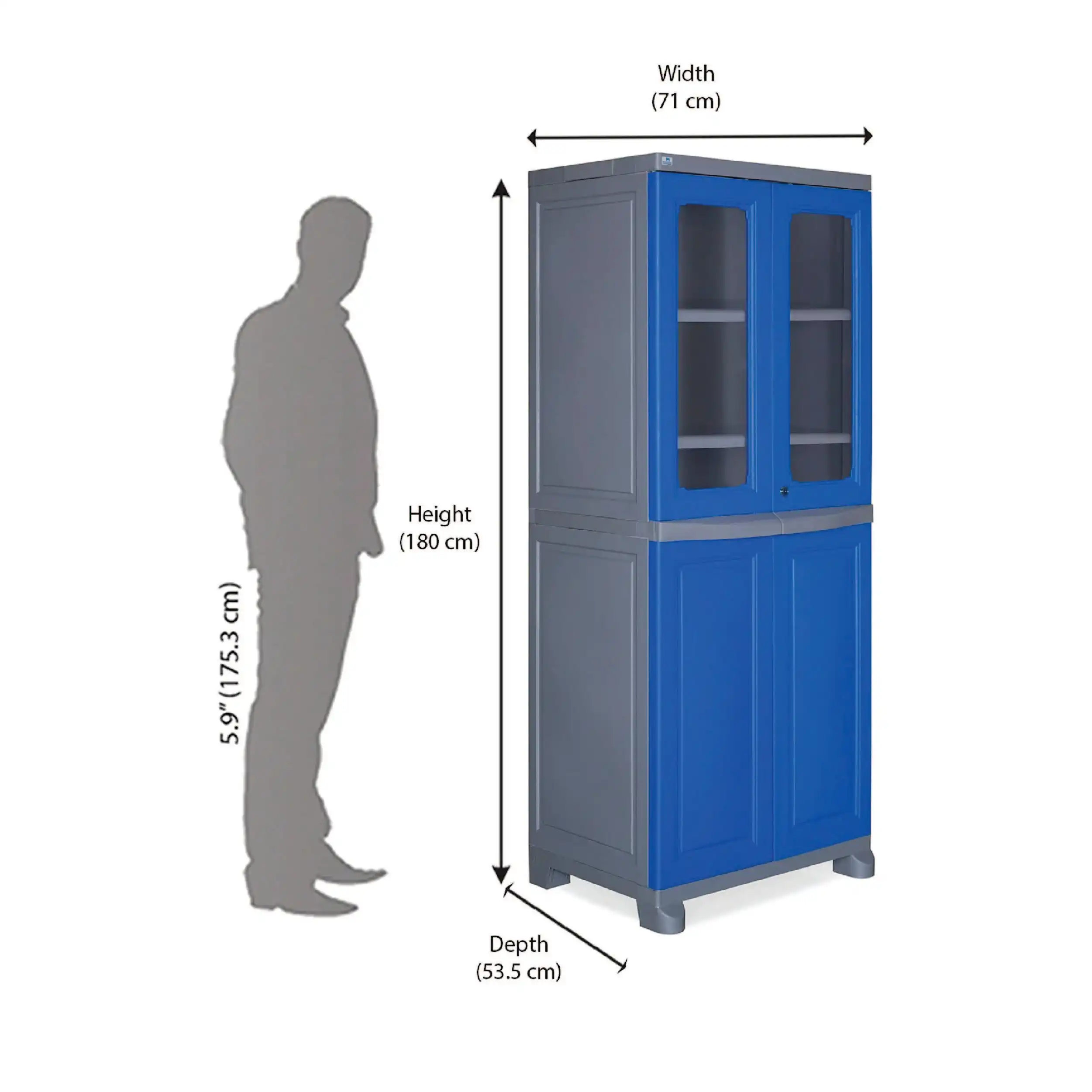 Nilkamal Freedom Big 2 Plastic Cabinet (Deep Blue & Grey) - Image 10