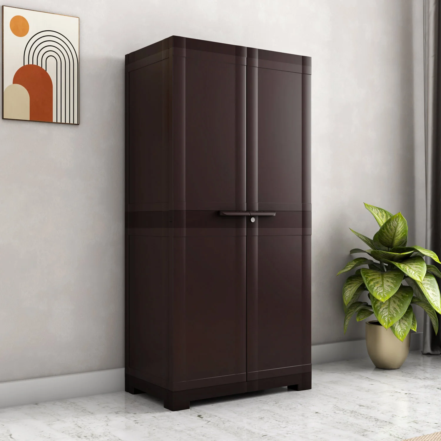 Nilkamal Freedom FMM Plastic Storage Cabinet (Weather Brown)