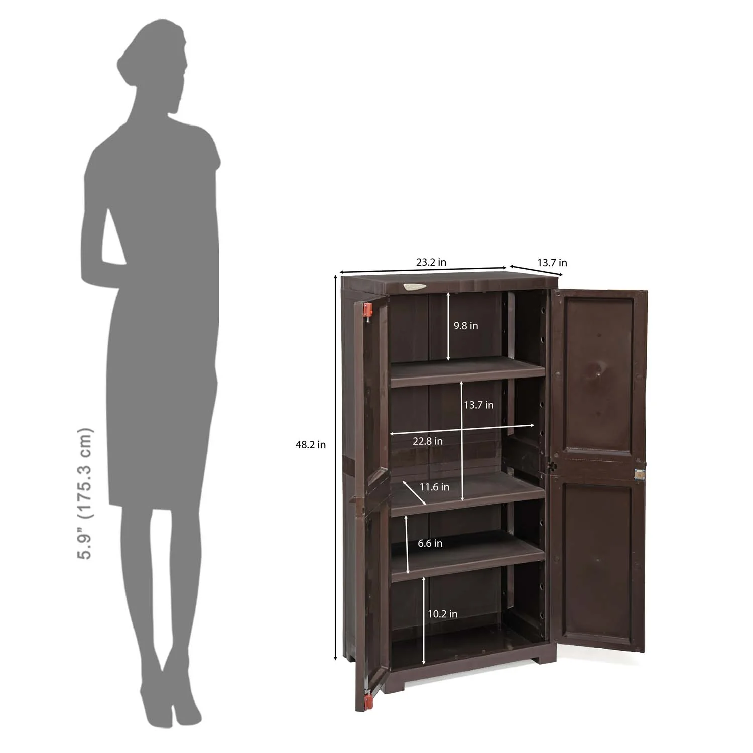 Nilkamal Freedom FMM Plastic Storage Cabinet (Weather Brown) - Image 13