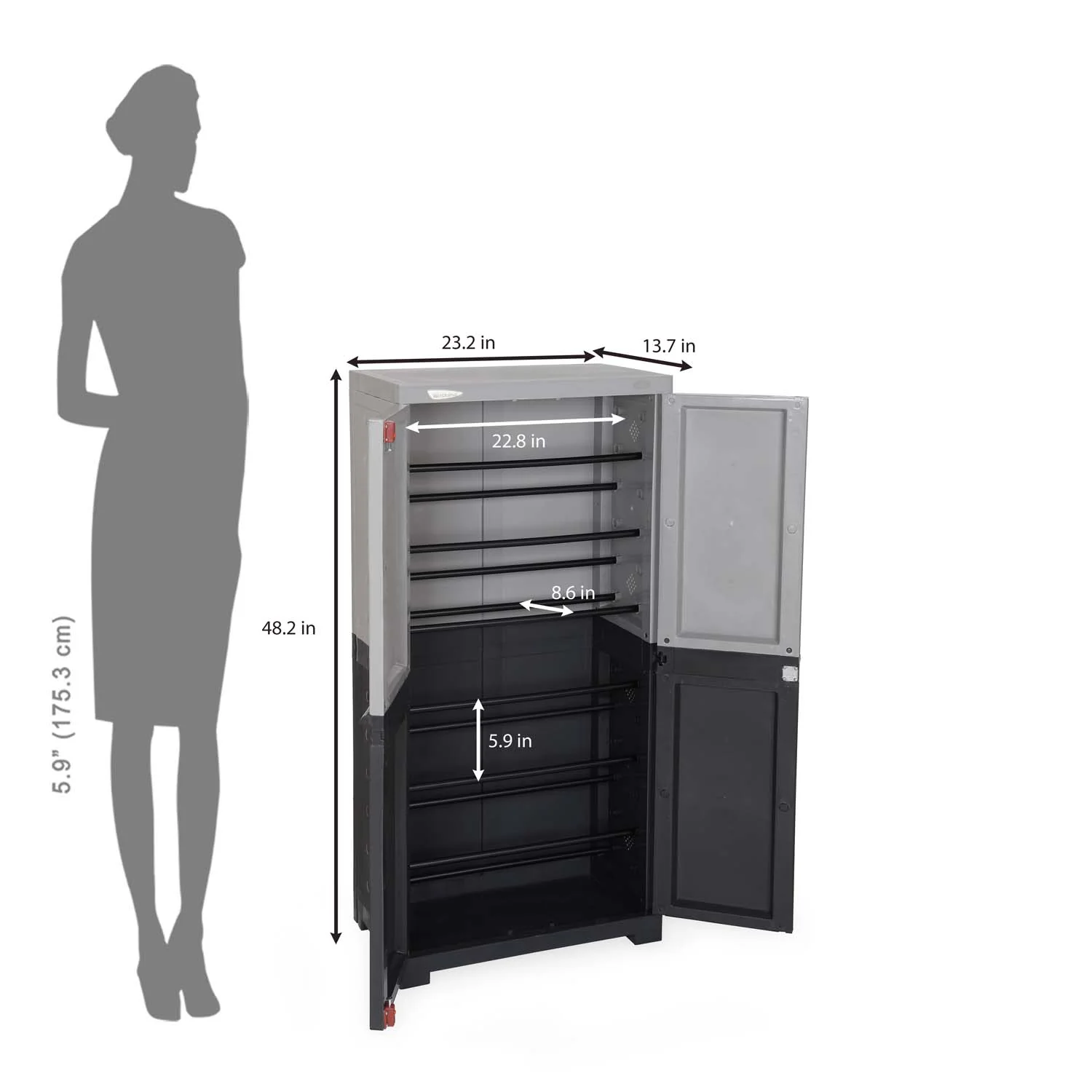 Nilkamal Freedom (FMSC18D) Plastic Shoe Cabinet (Haze Grey & Charcoal Grey) - Image 15
