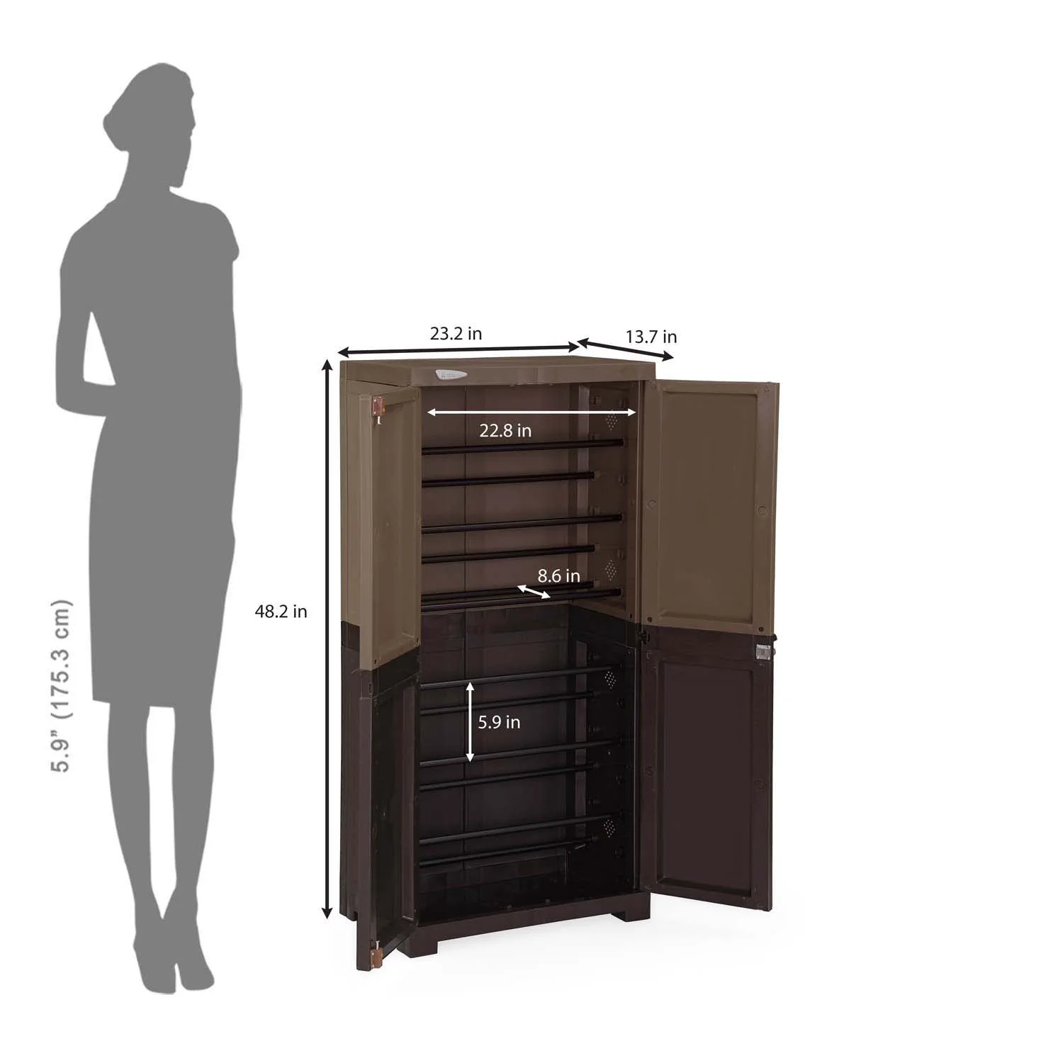 Nilkamal Freedom (FMSC18D) Plastic Shoe Cabinet (Rattan Dark Beige & Weather Brown) - Image 13