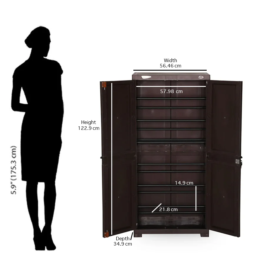 Nilkamal Freedom Large 18 (FMSC18) Shoe Rack Plastic Cabinet (Weather Brown) - Image 10