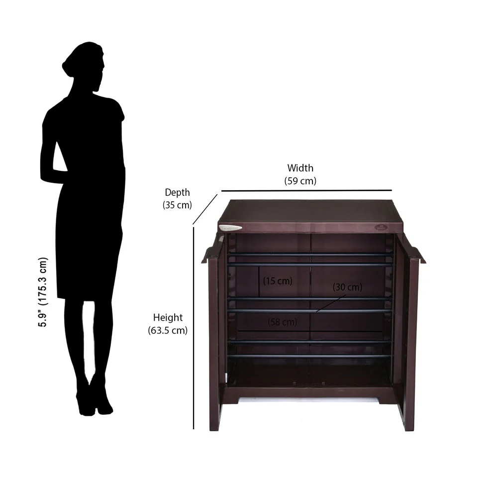 Nilkamal Freedom Mini 09 (FMSC09) Plastic Shoe Cabinet (Weather Brown) - Image 7